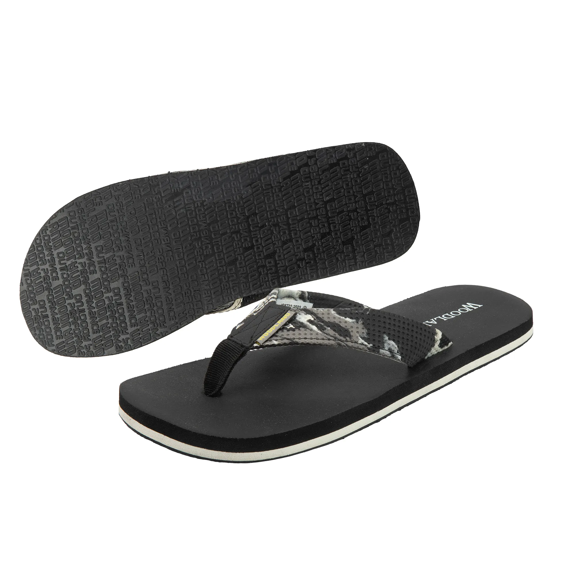 Woodland Men's Black Durable Everyday Flip Flops - Thumbnail 6