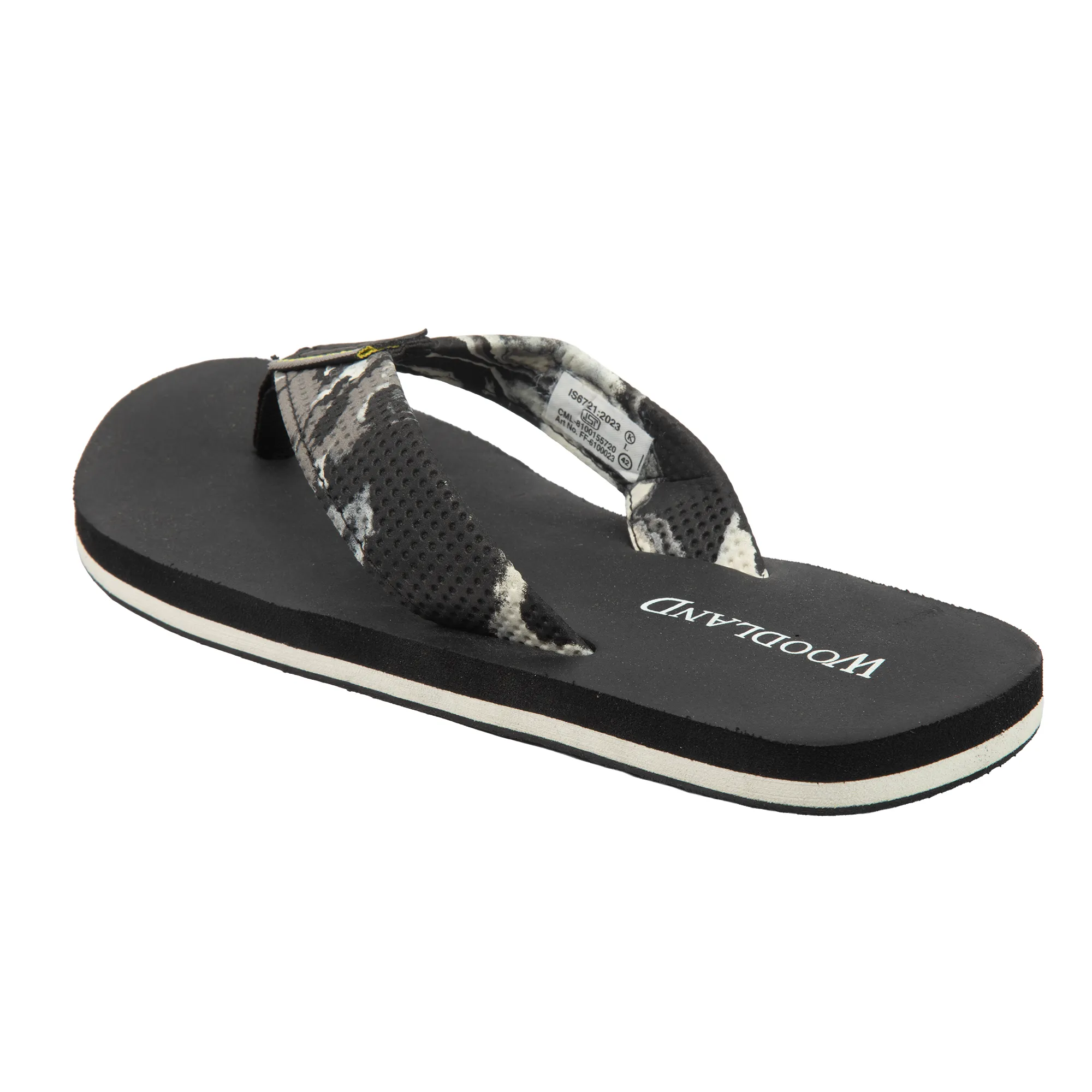 Woodland Men's Black Durable Everyday Flip Flops - Thumbnail 7