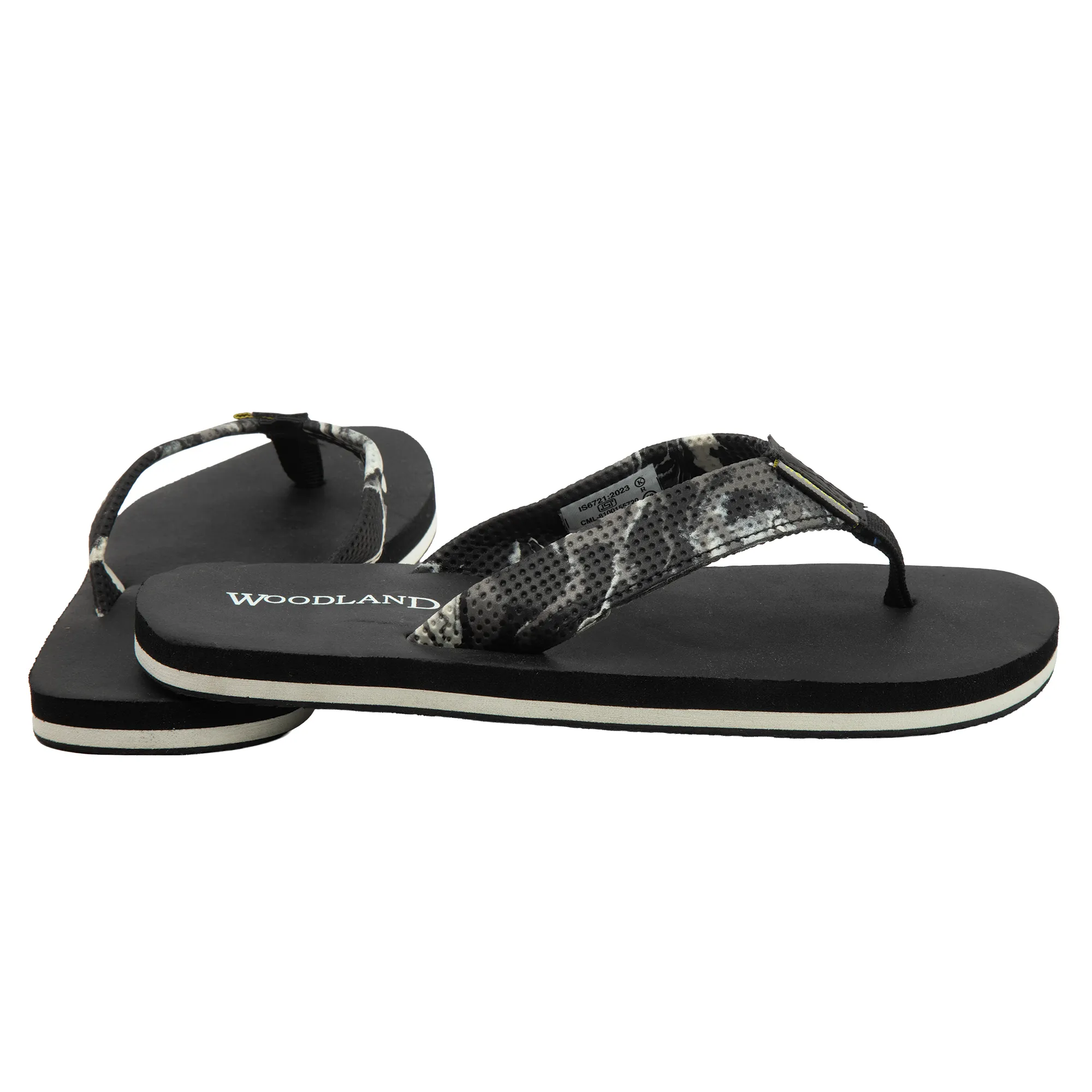 Woodland Men's Black Durable Everyday Flip Flops - Thumbnail 10