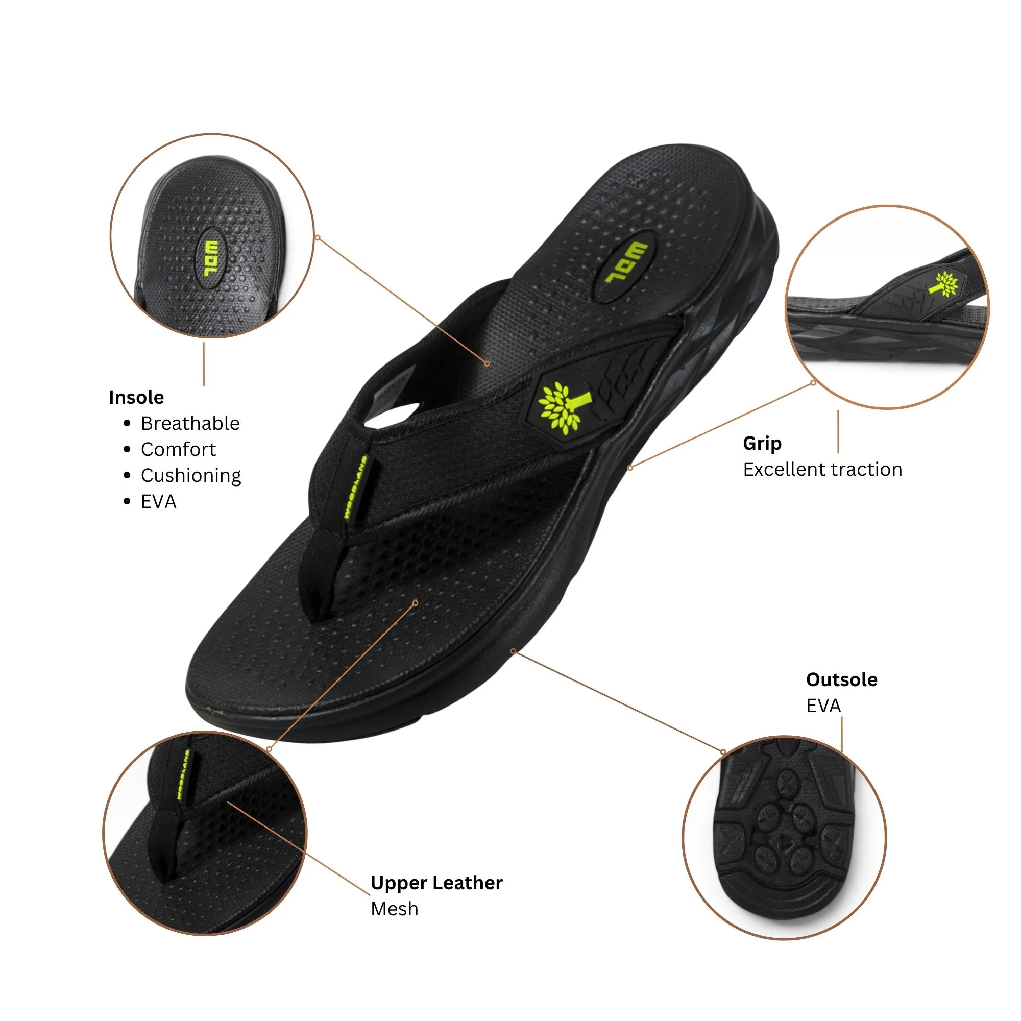 Woodland Men's Black Urban Glide Slippers - Thumbnail 4