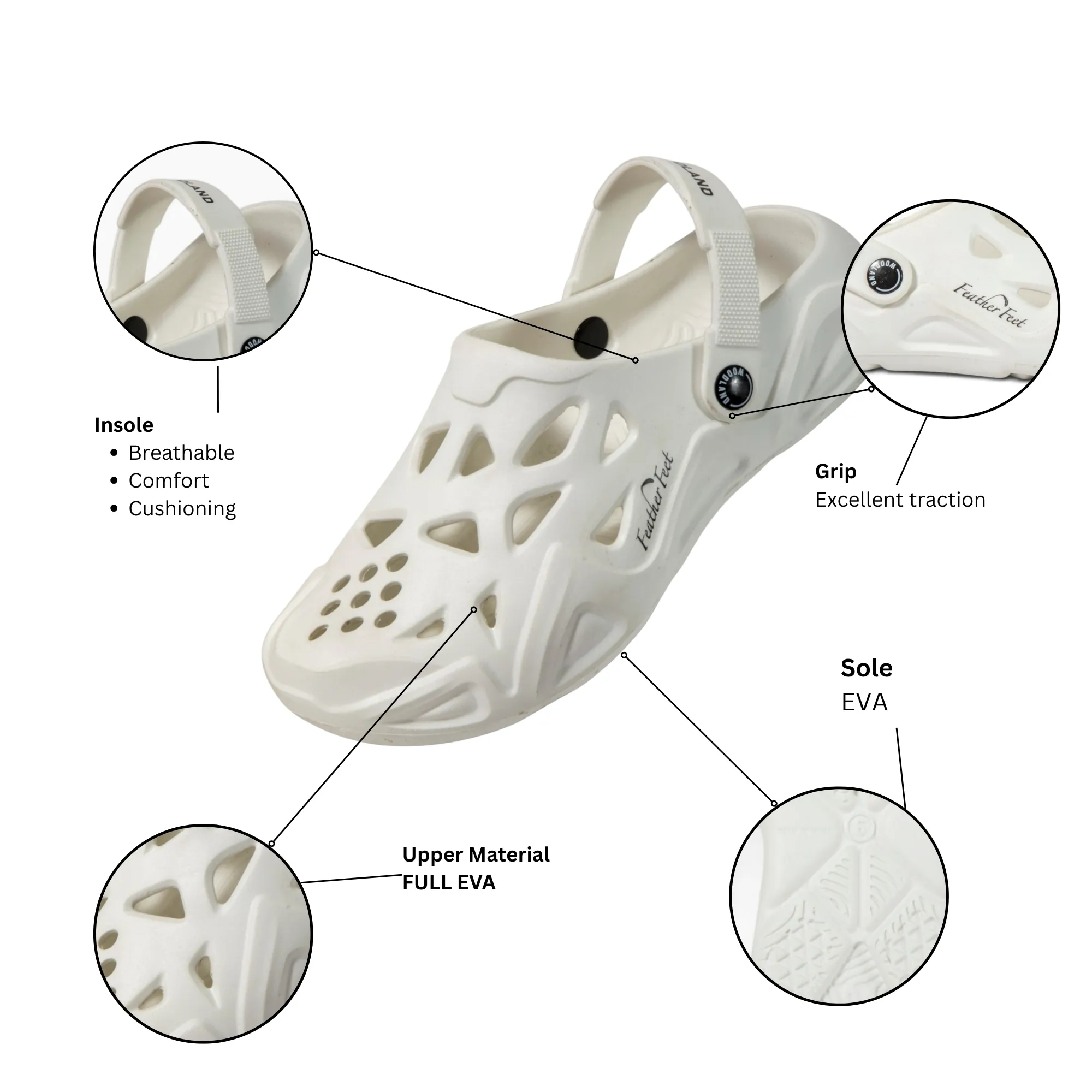 Woodland Men White Comfort Clog Slippers - Thumbnail 4