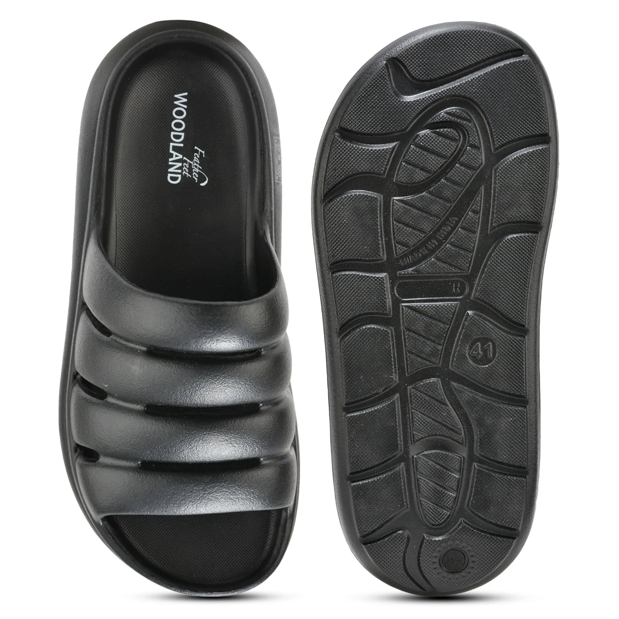 Black Woodland Men EVA Slider Slippers - Thumbnail 8