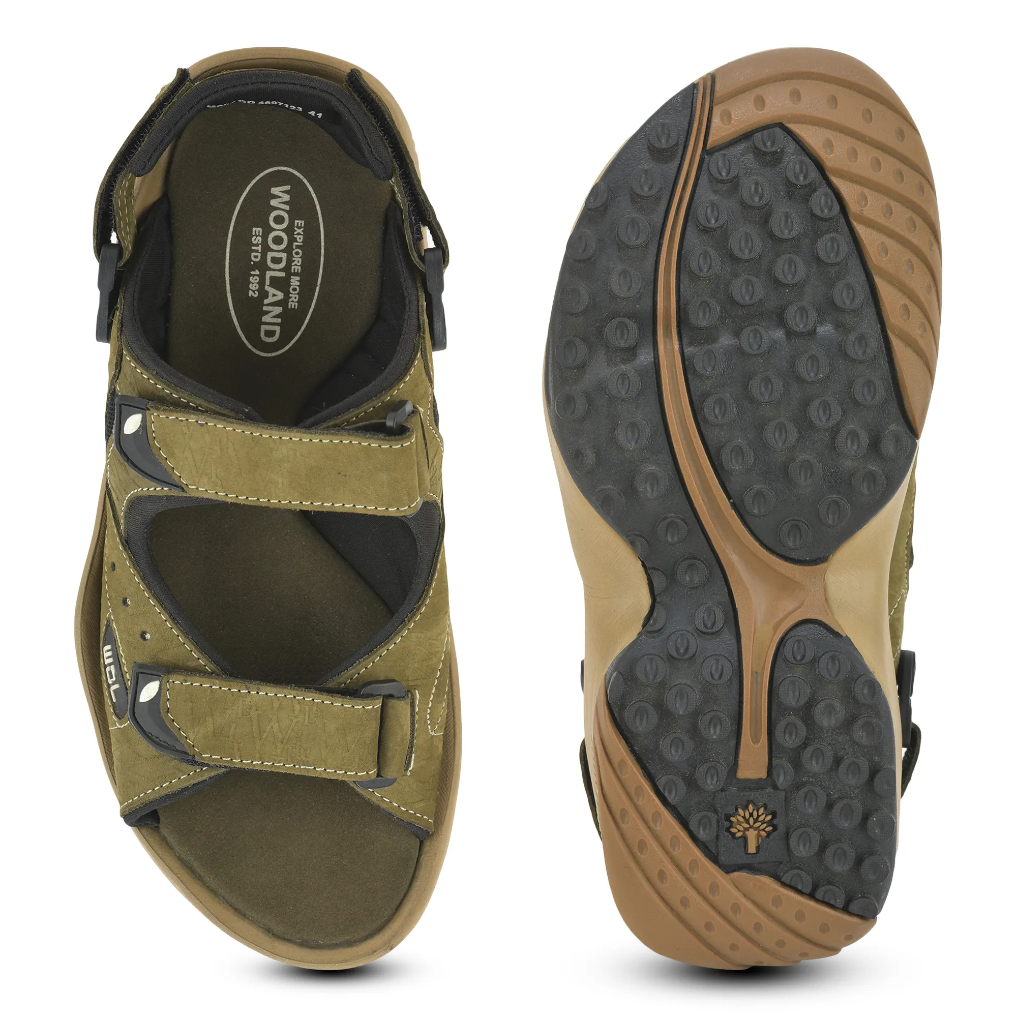 Woodland Men Olive Green Sandals - Thumbnail 9