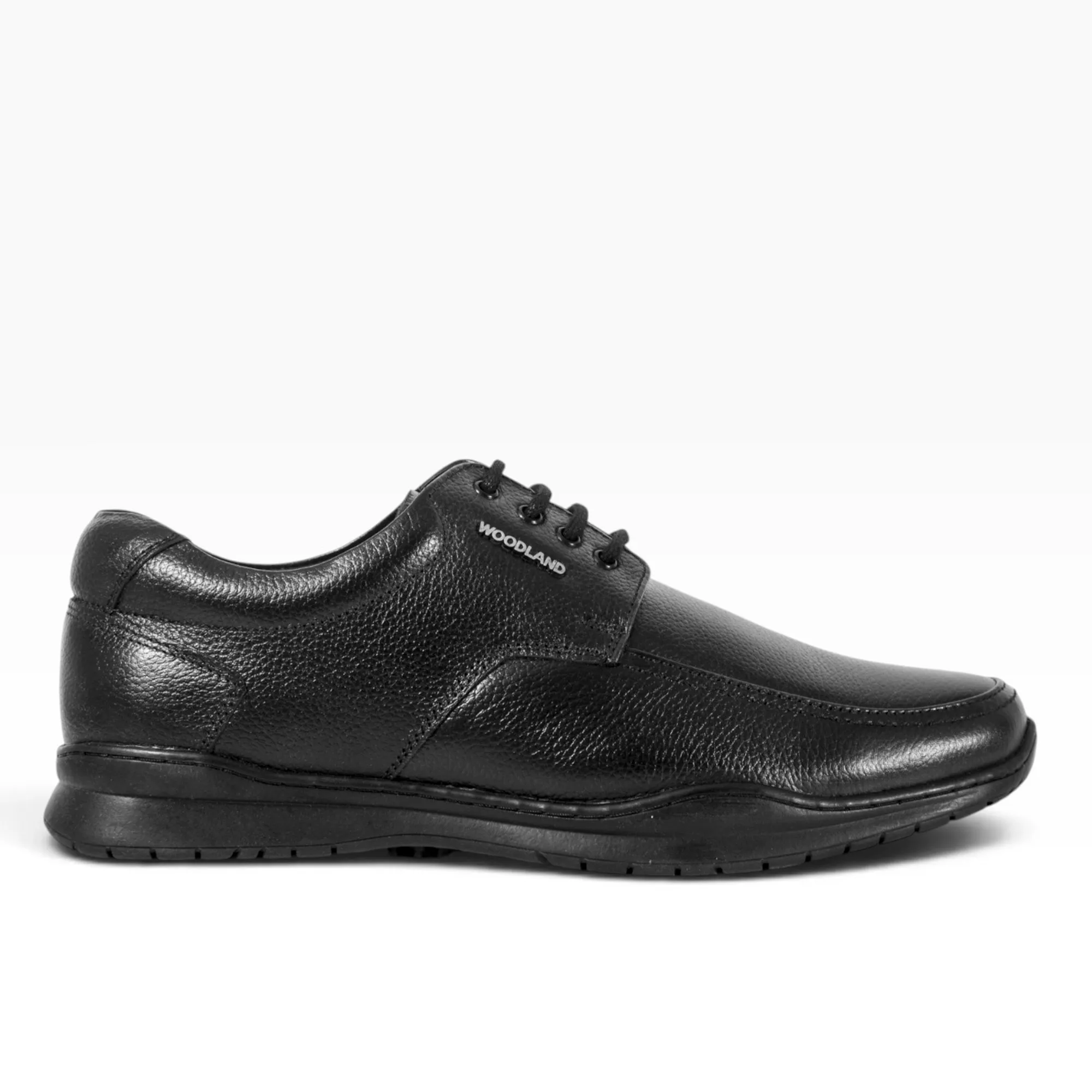 Woodland Men Softy Milled Black Leather Casual Lace-Up Shoe - Thumbnail 2