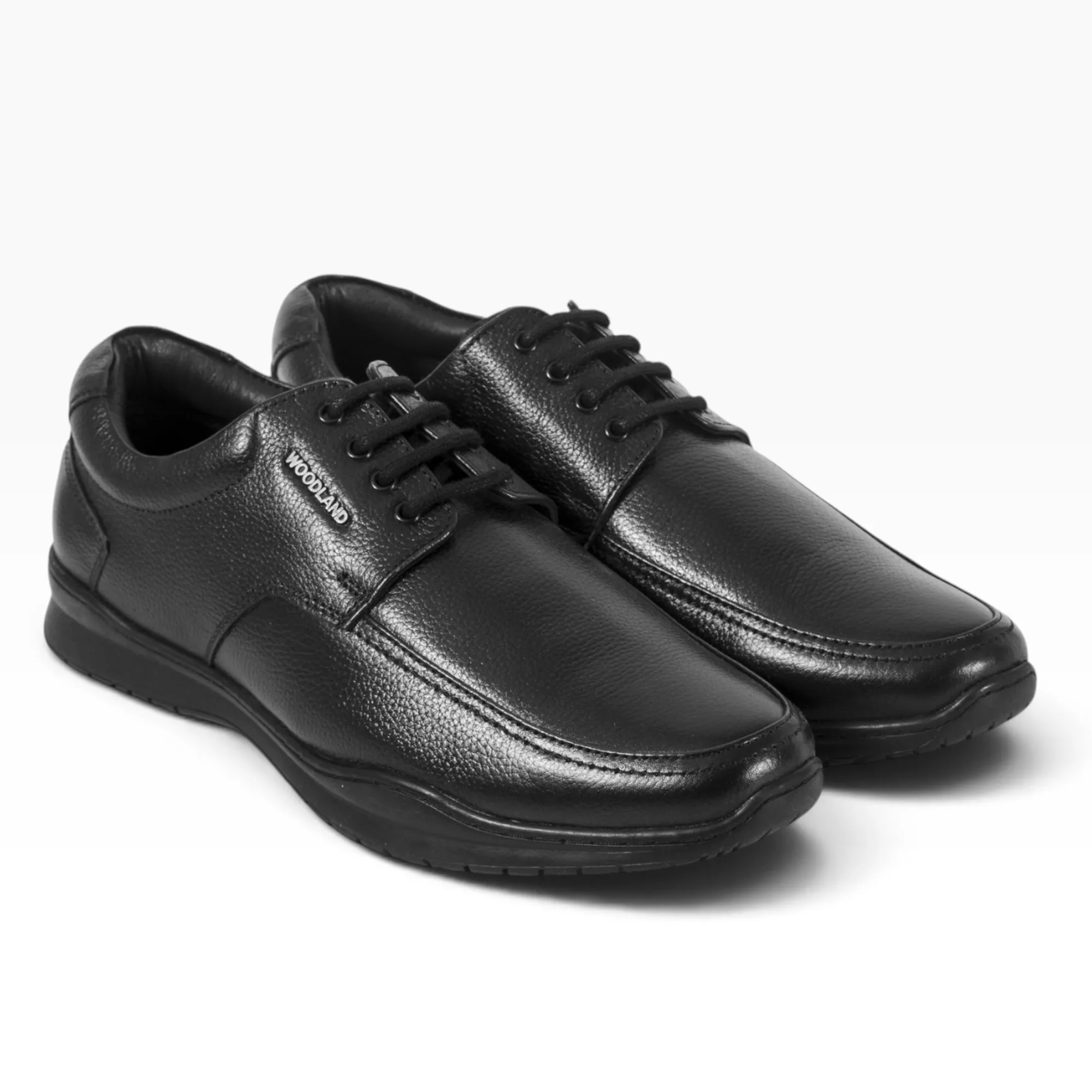 Woodland Men Softy Milled Black Leather Casual Lace-Up Shoe - Thumbnail 5
