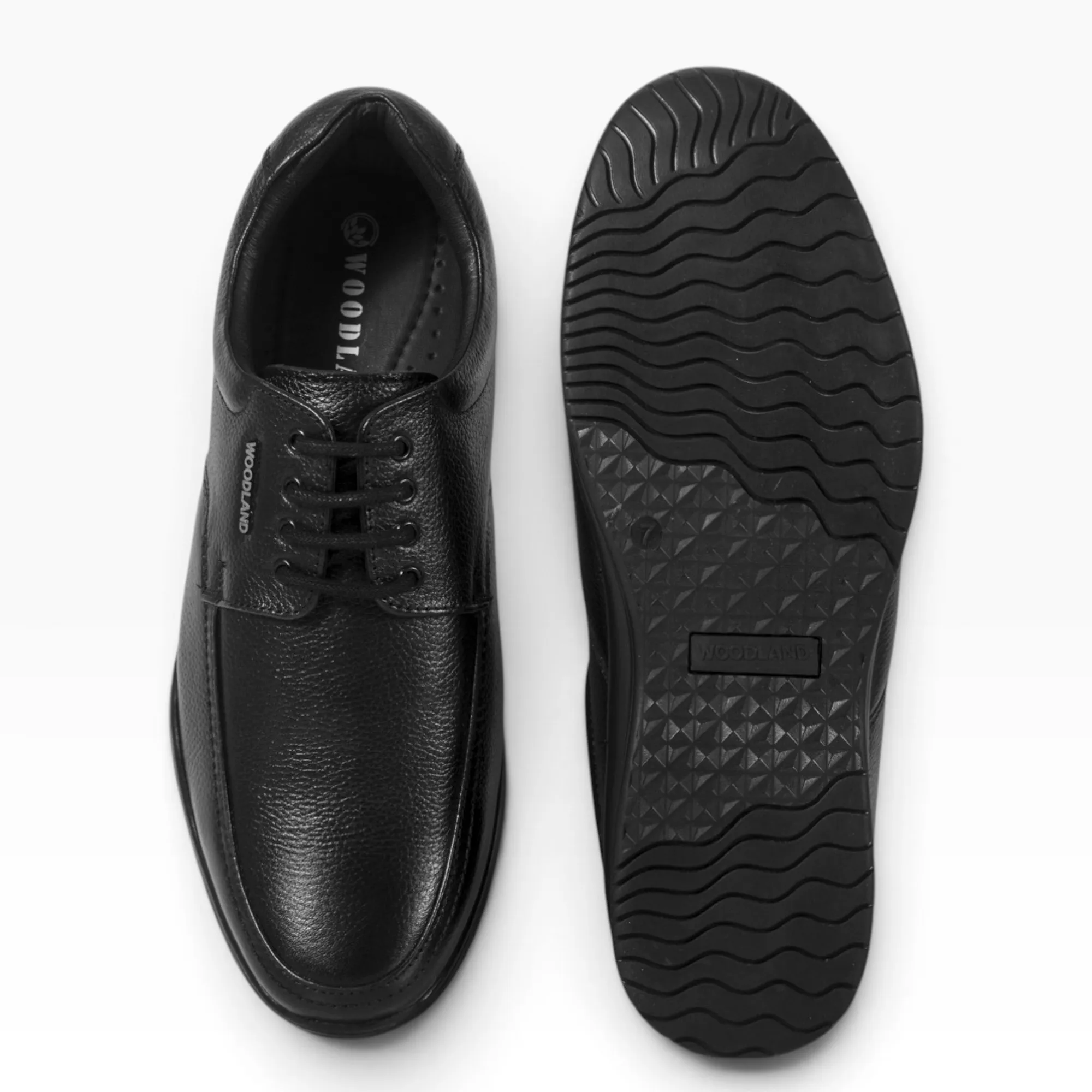 Woodland Men Softy Milled Black Leather Casual Lace-Up Shoe - Thumbnail 6
