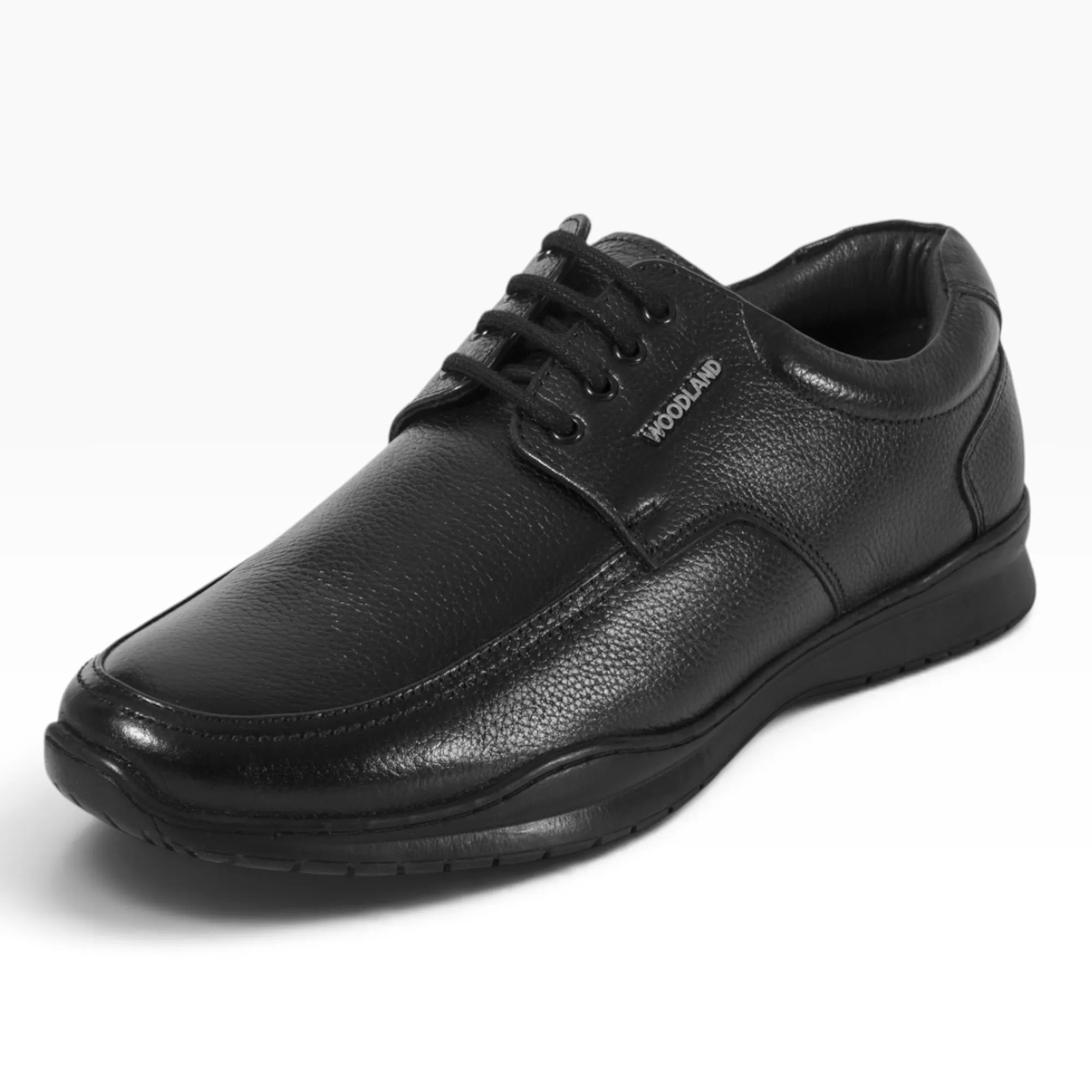 Woodland Men Softy Milled Black Leather Casual Lace-Up Shoe - Thumbnail 8