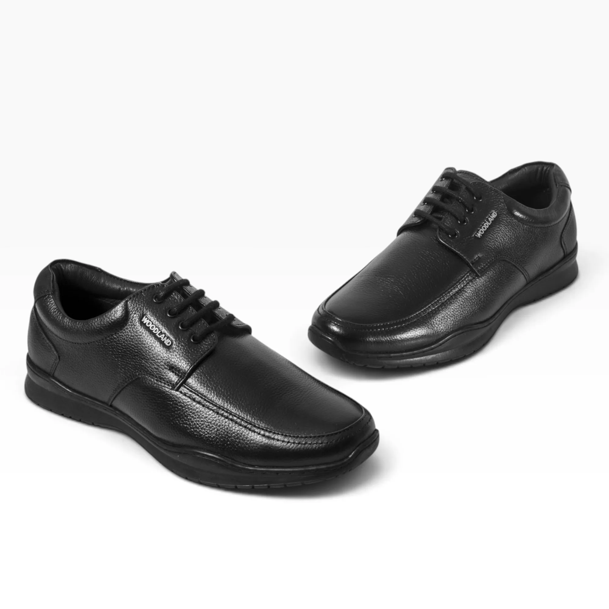 Woodland Men Softy Milled Black Leather Casual Lace-Up Shoe - Thumbnail 11