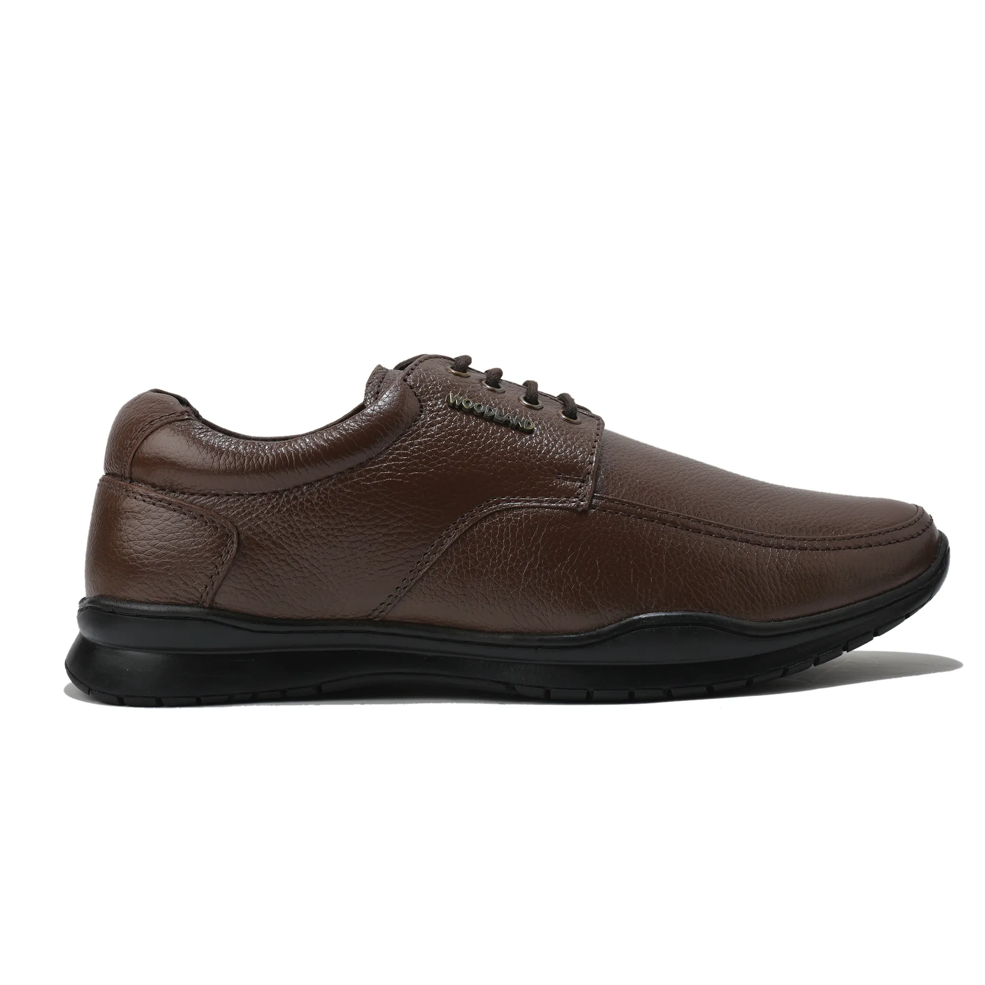 Woodland Men Softy Milled Brown Leather Casual Lace-Up Shoe - Thumbnail 2