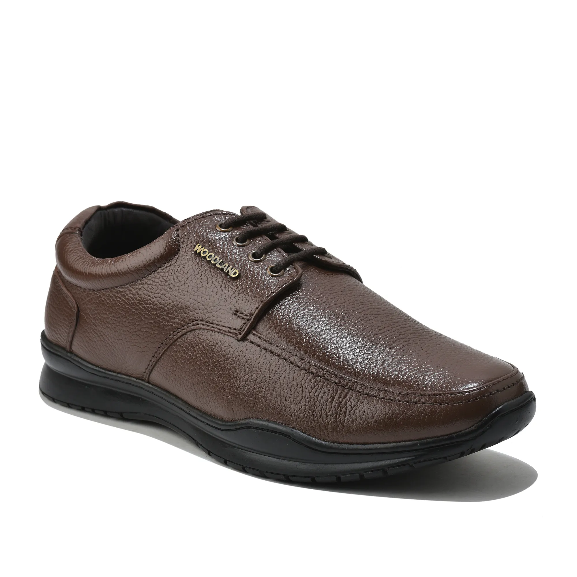 Woodland Men Softy Milled Brown Leather Casual Lace-Up Shoe - Thumbnail 3