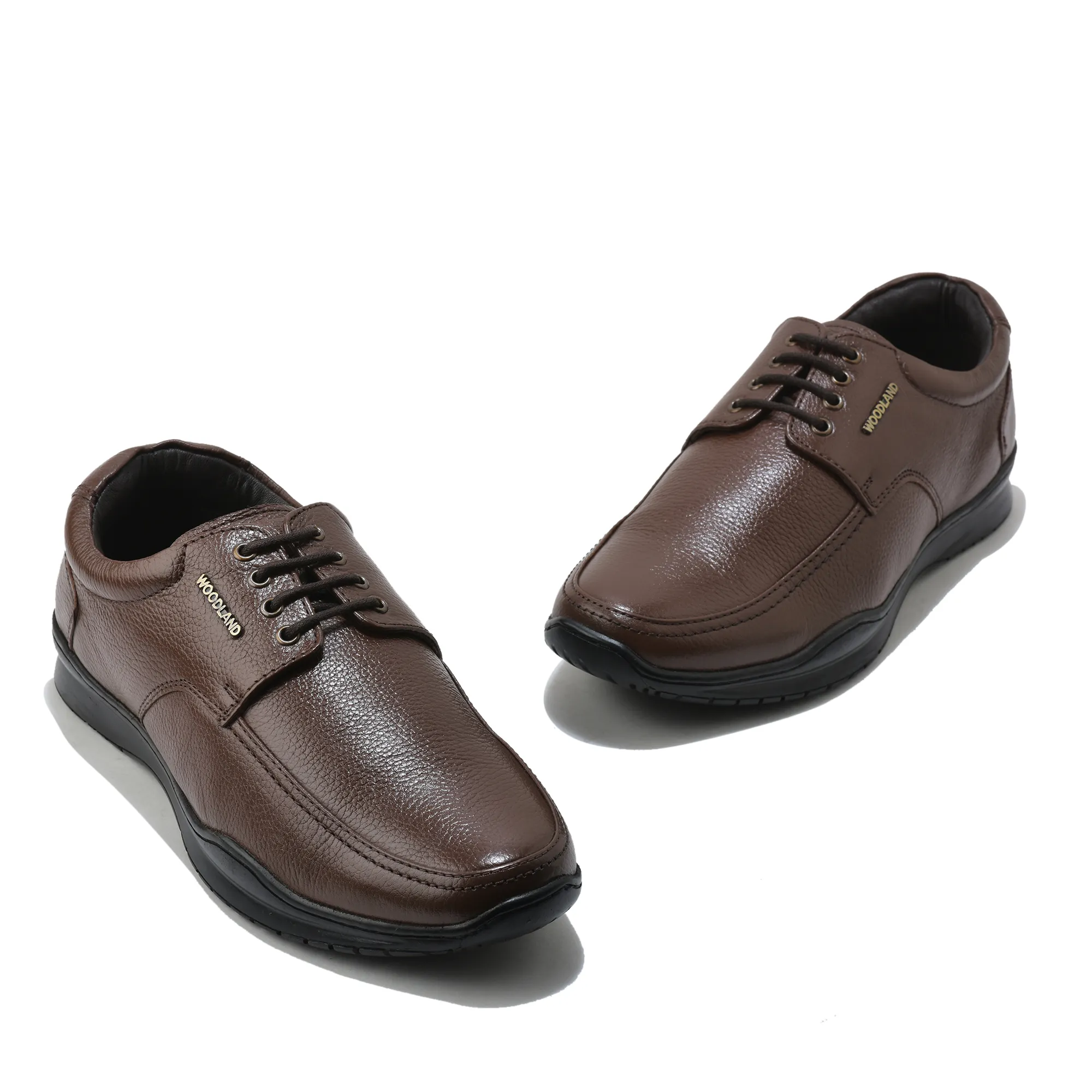 Woodland Men Softy Milled Brown Leather Casual Lace-Up Shoe - Thumbnail 4