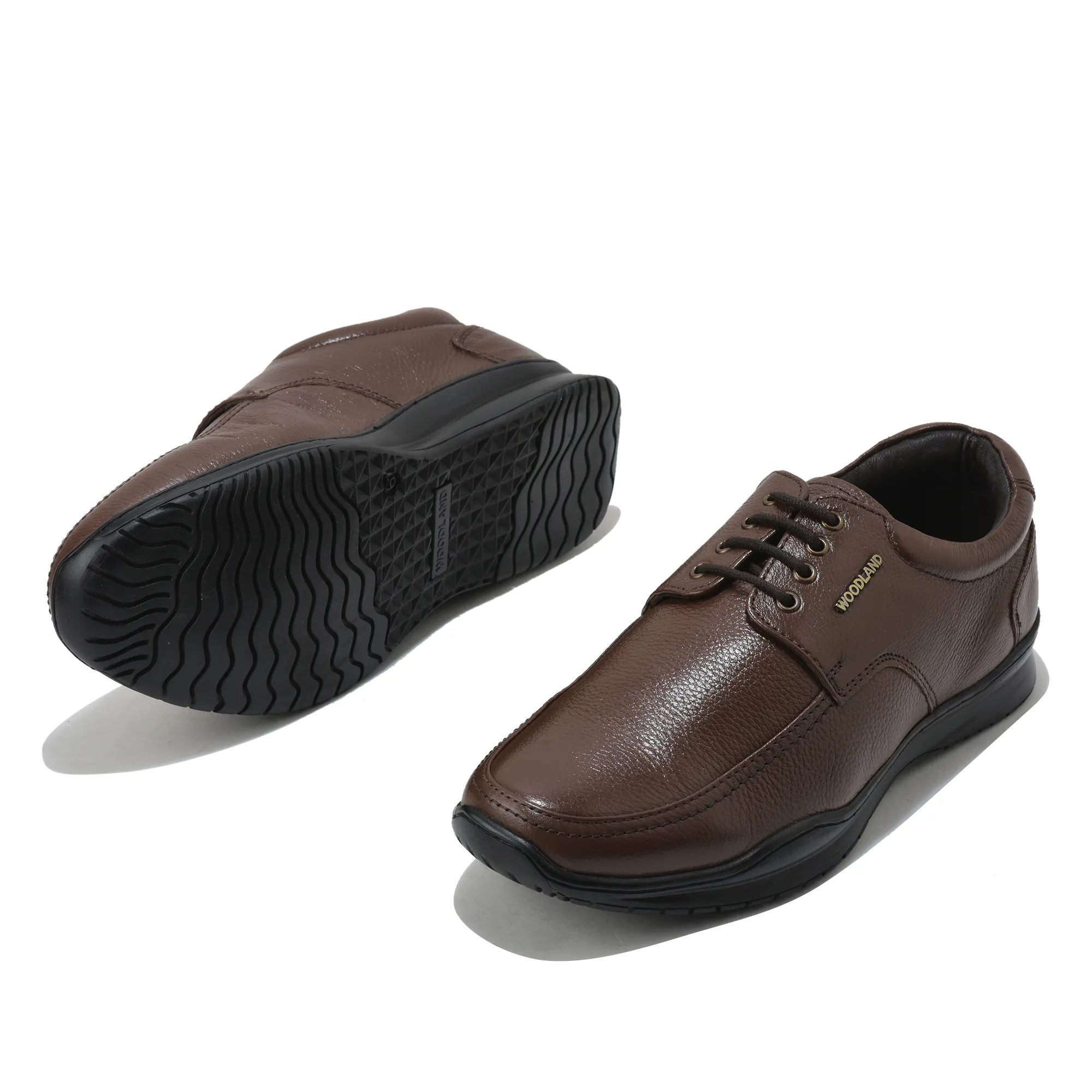 Woodland Men Softy Milled Brown Leather Casual Lace-Up Shoe - Thumbnail 6