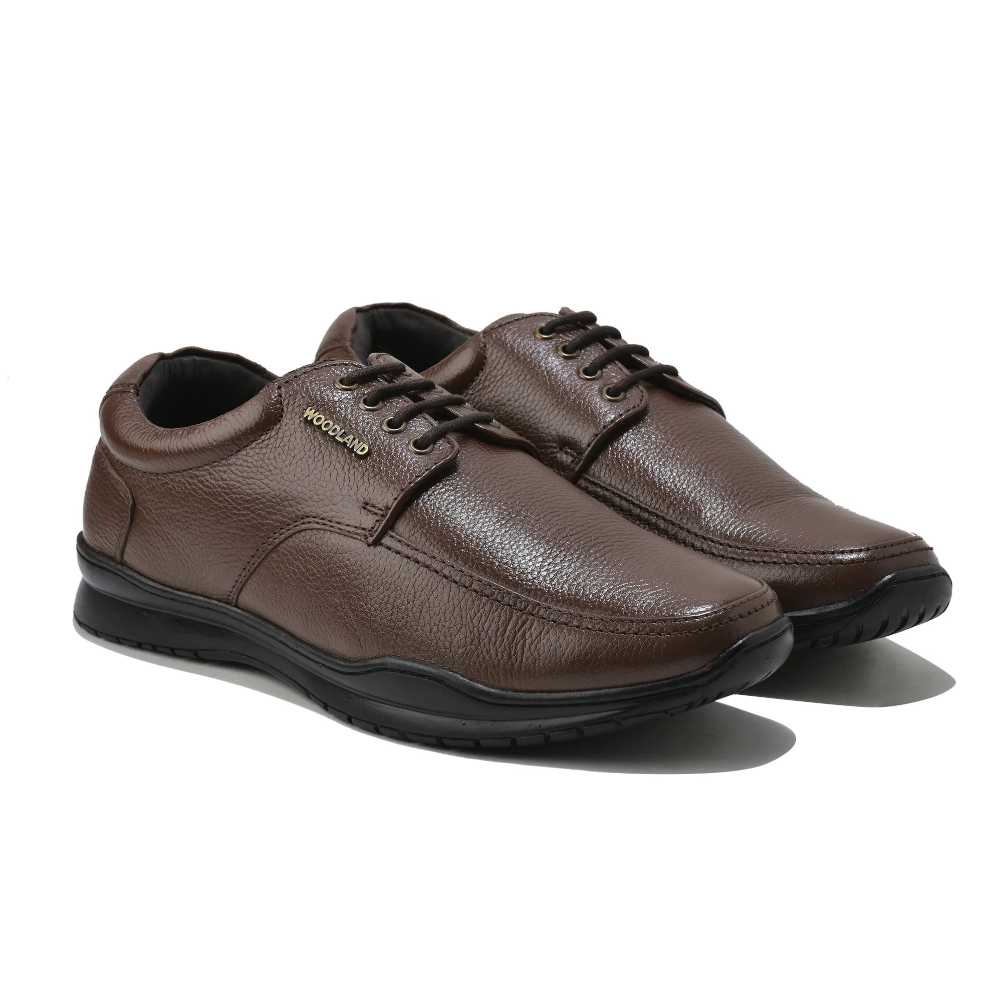 Woodland Men Softy Milled Brown Leather Casual Lace-Up Shoe - Thumbnail 8