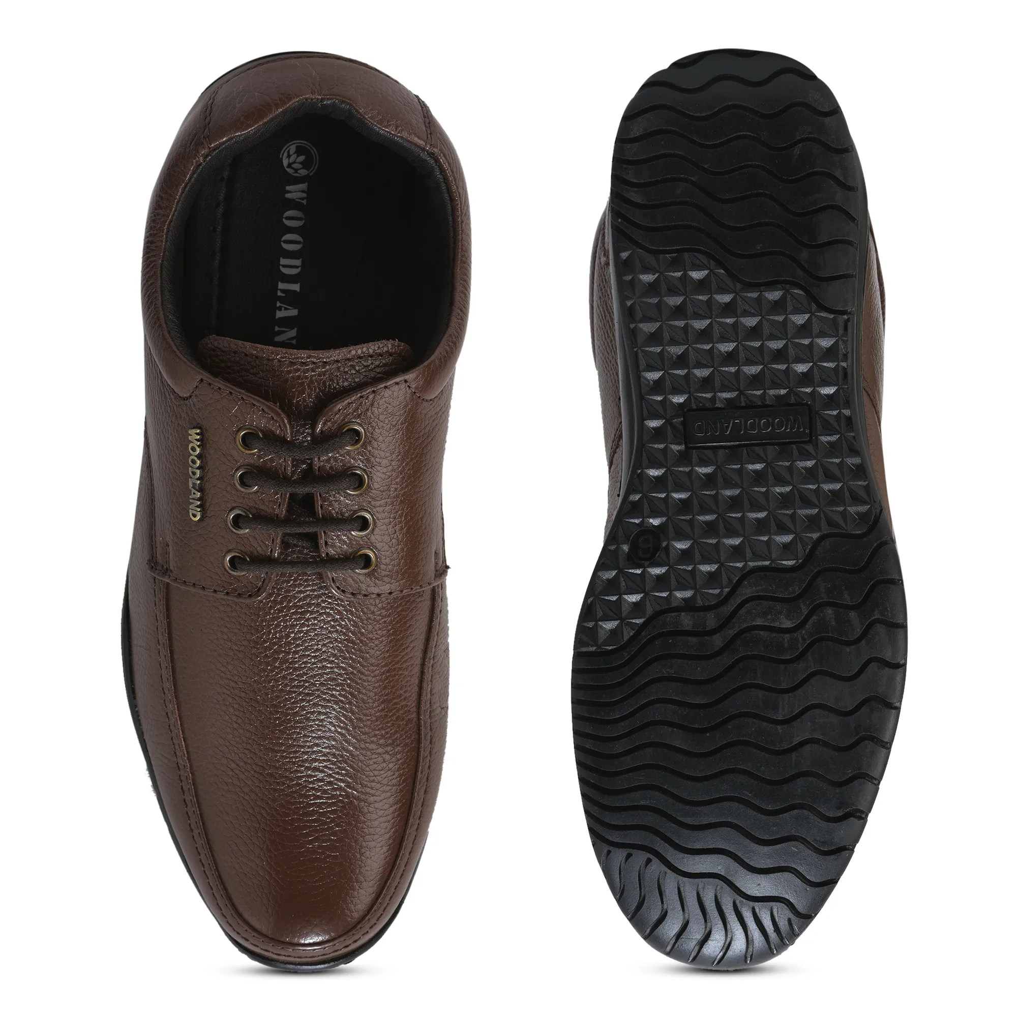 Woodland Men Softy Milled Brown Leather Casual Lace-Up Shoe - Thumbnail 9
