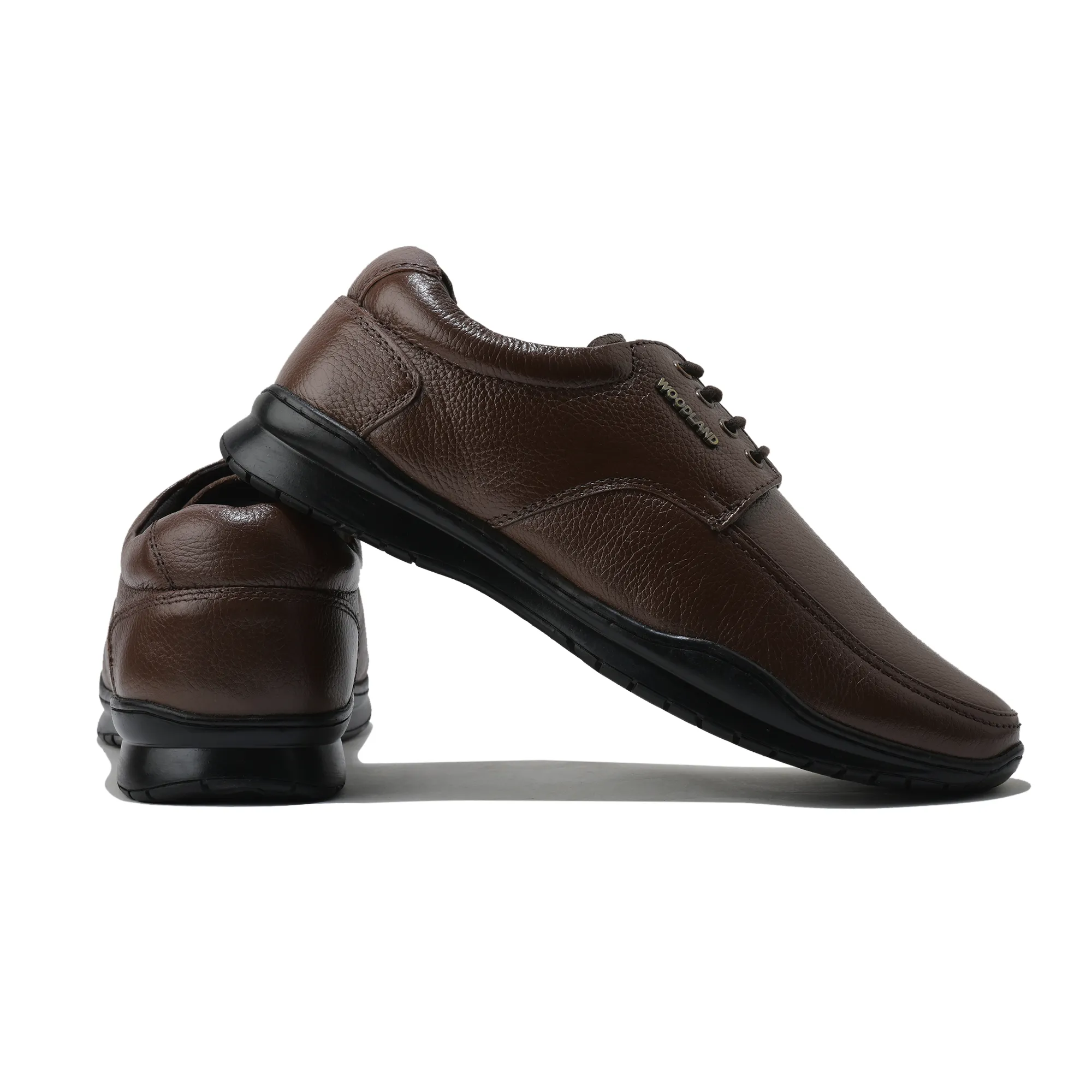 Woodland Men Softy Milled Brown Leather Casual Lace-Up Shoe - Thumbnail 10