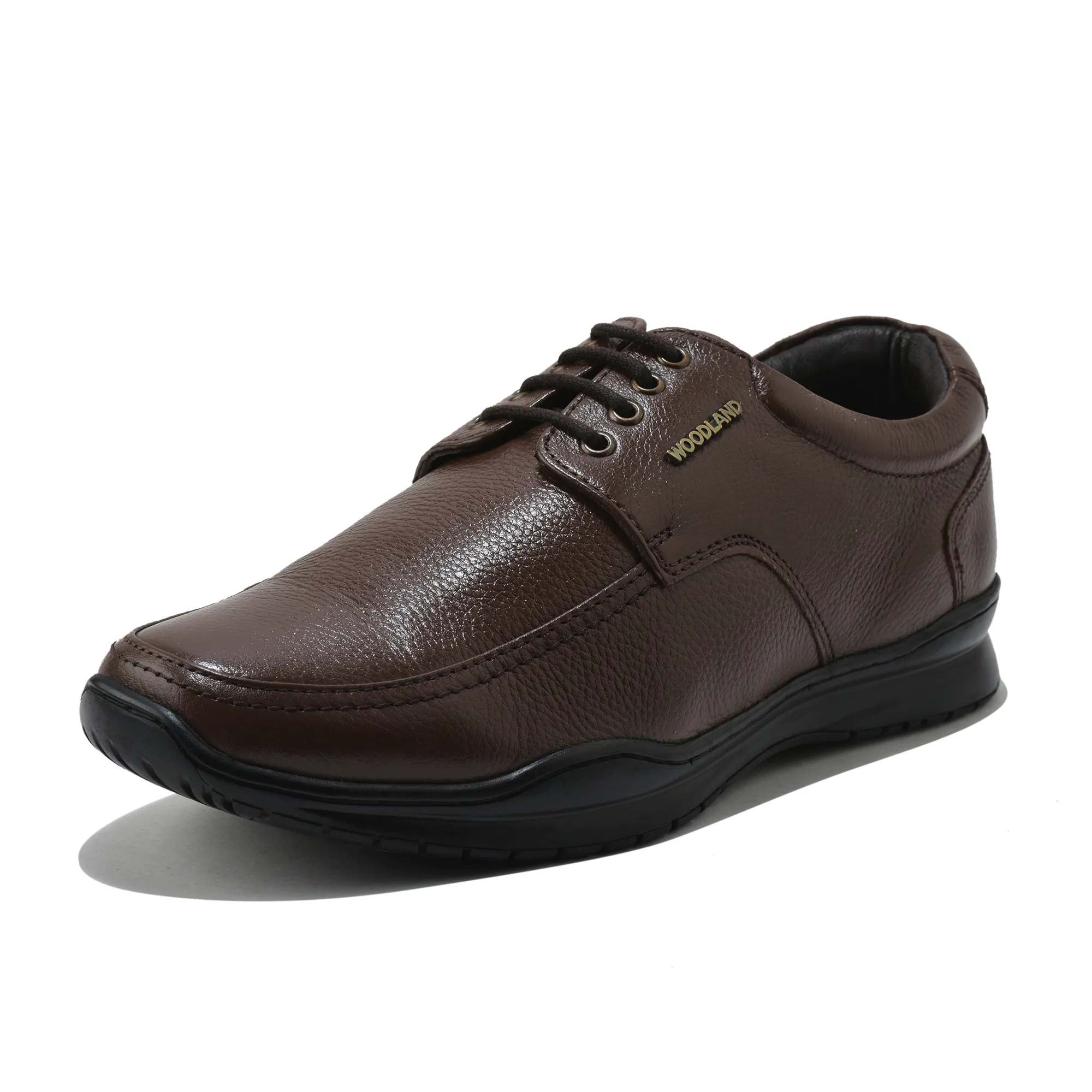 Woodland Men Softy Milled Brown Leather Casual Lace-Up Shoe - Thumbnail 11