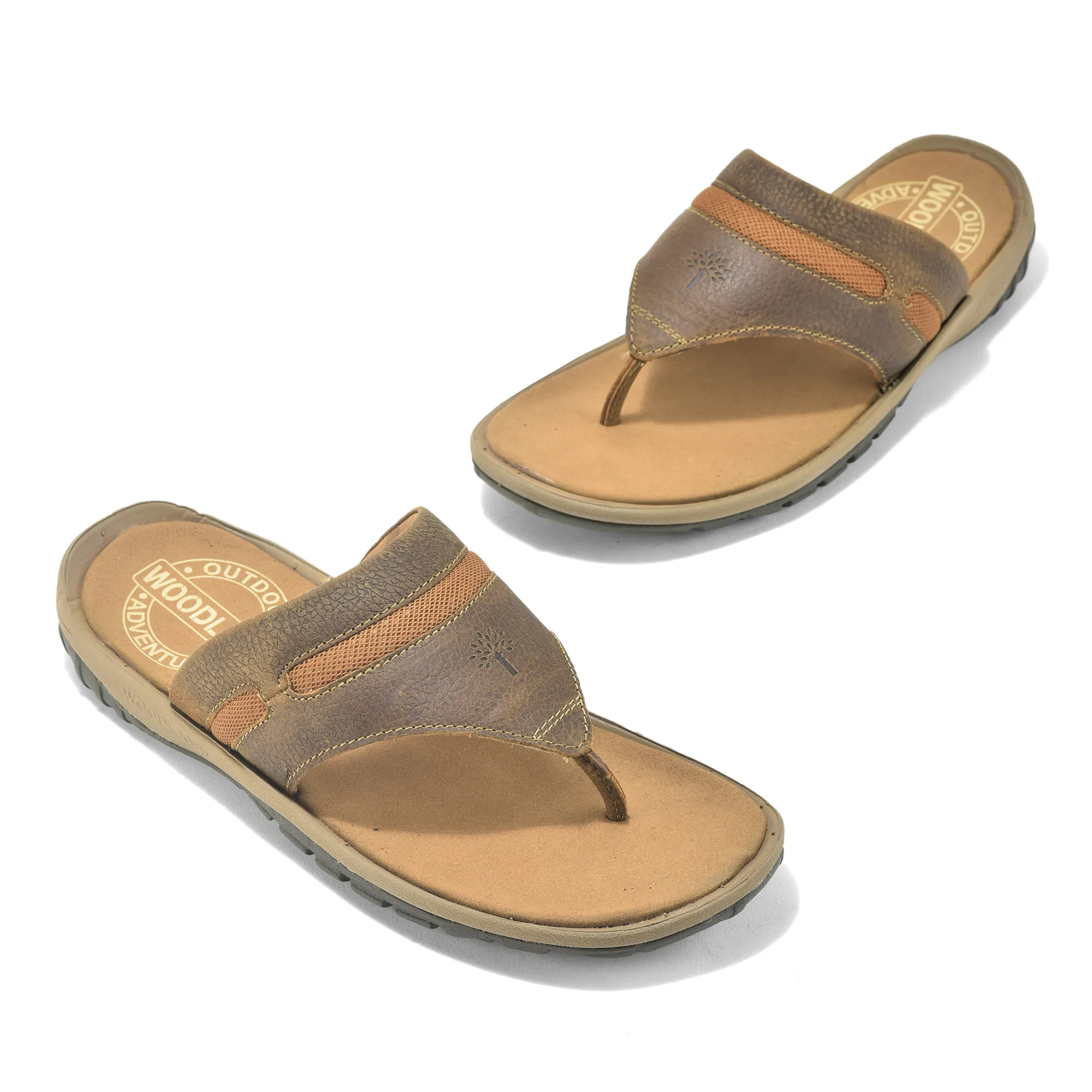 Woodland Nubuck Camel Slipper For Men - Thumbnail 2