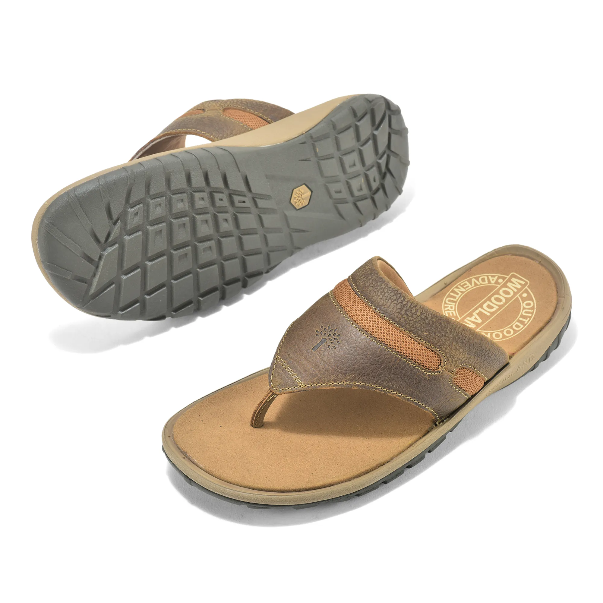 Woodland Nubuck Camel Slipper For Men - Thumbnail 5