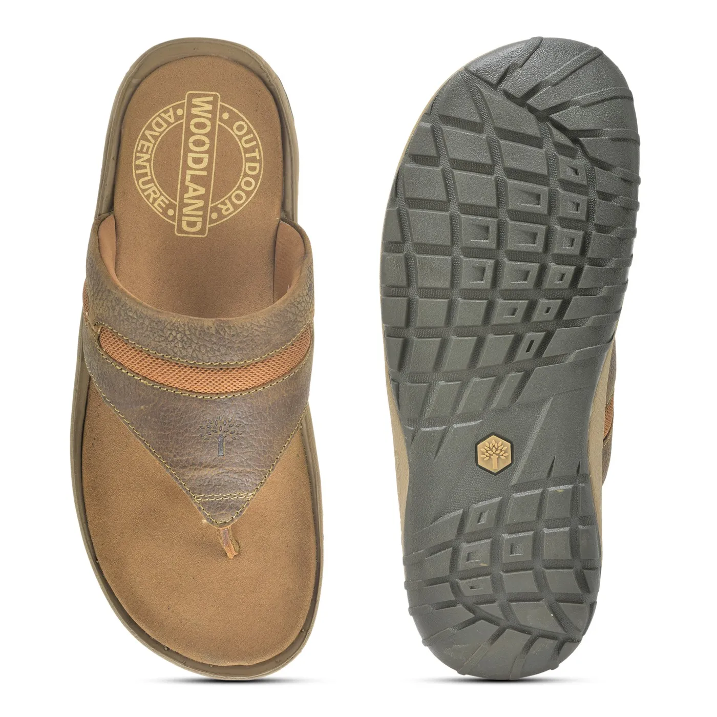 Woodland Nubuck Camel Slipper For Men - Thumbnail 8