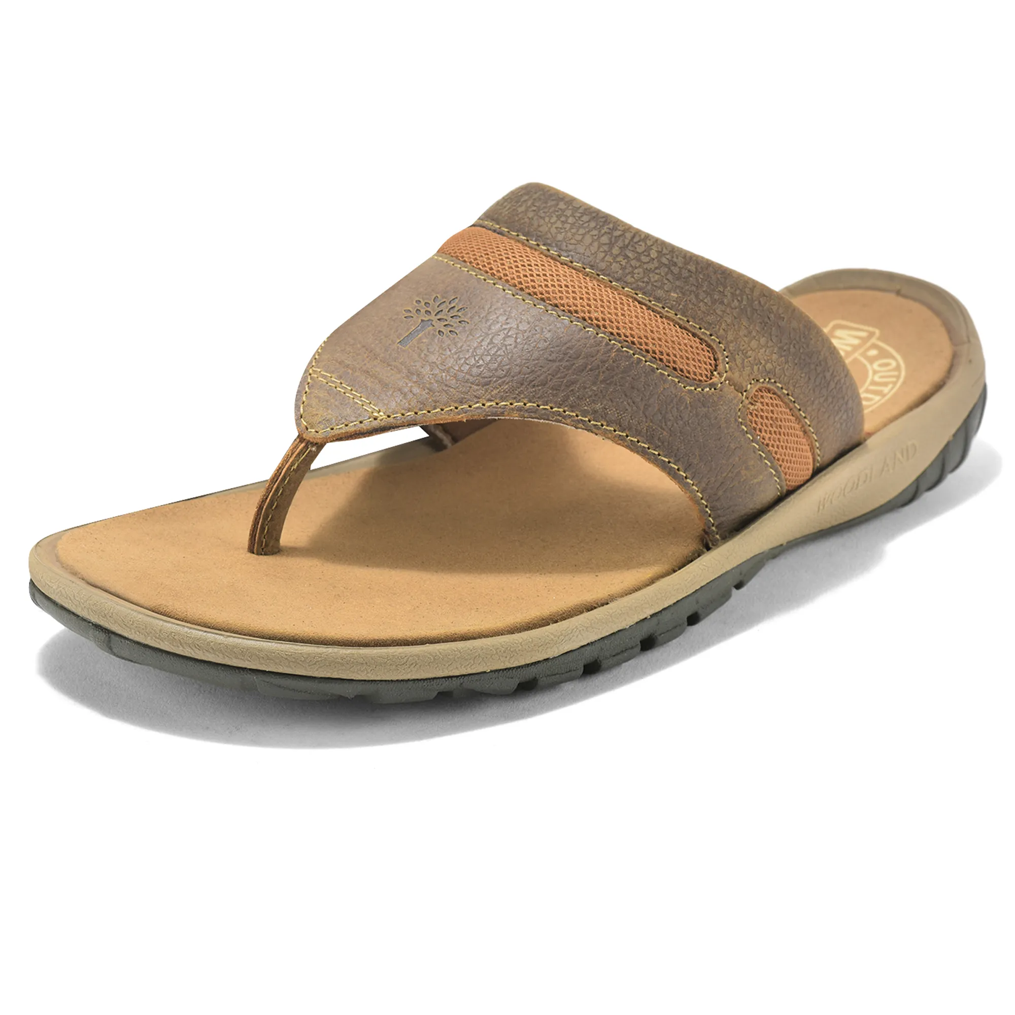 Woodland Nubuck Camel Slipper For Men - Thumbnail 11