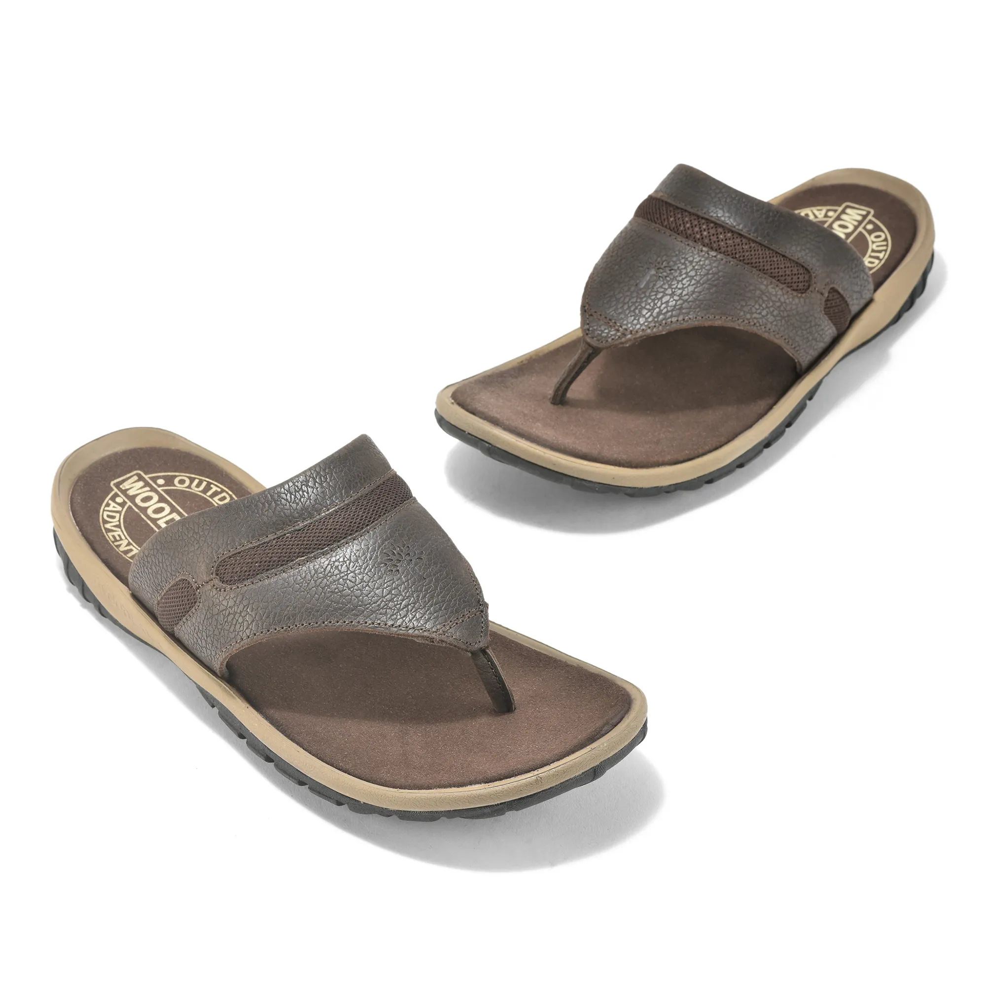 Woodland Nubuck Dark Brown Slipper For Men - Thumbnail 2