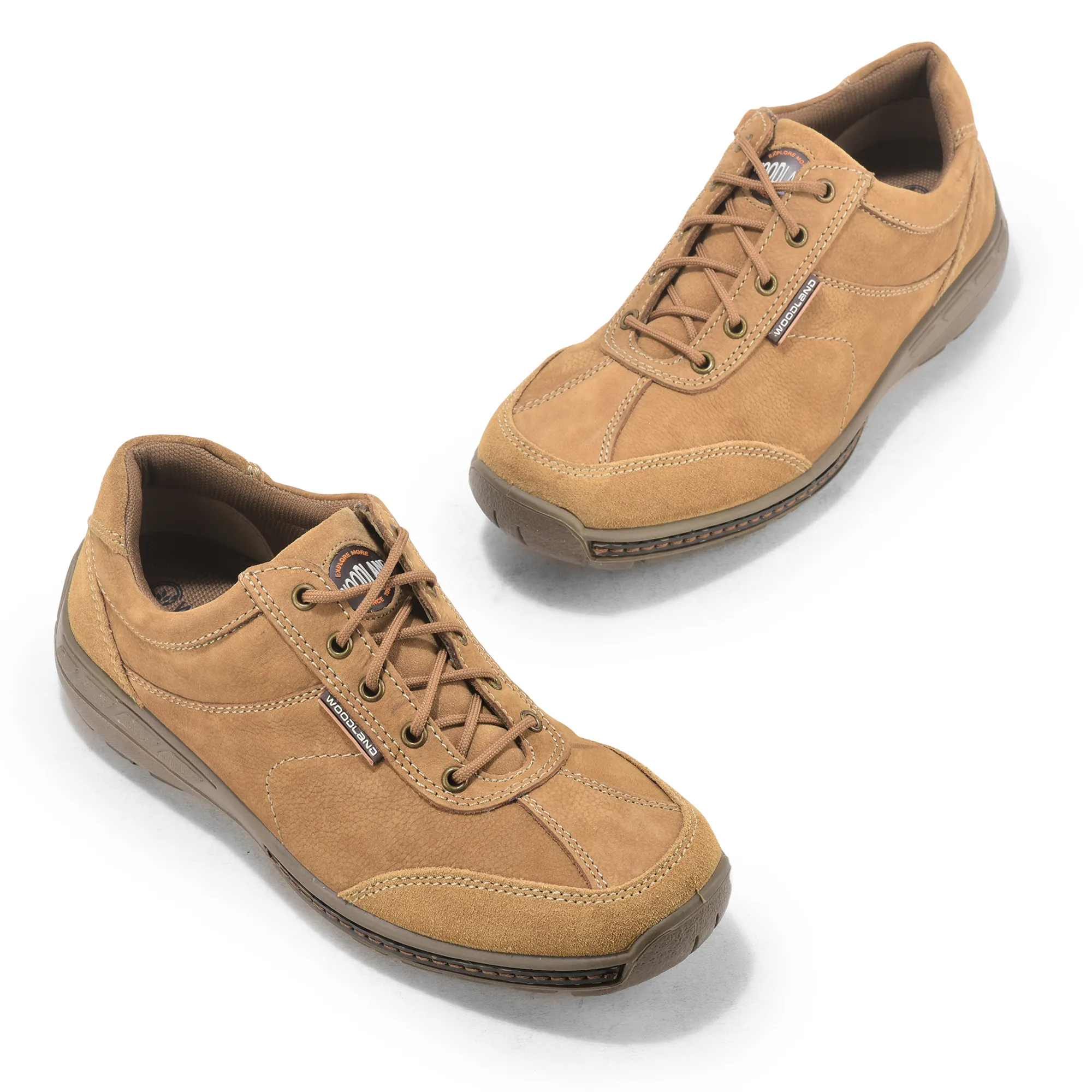 Casual Camel lace-up shoes for men - Thumbnail 2