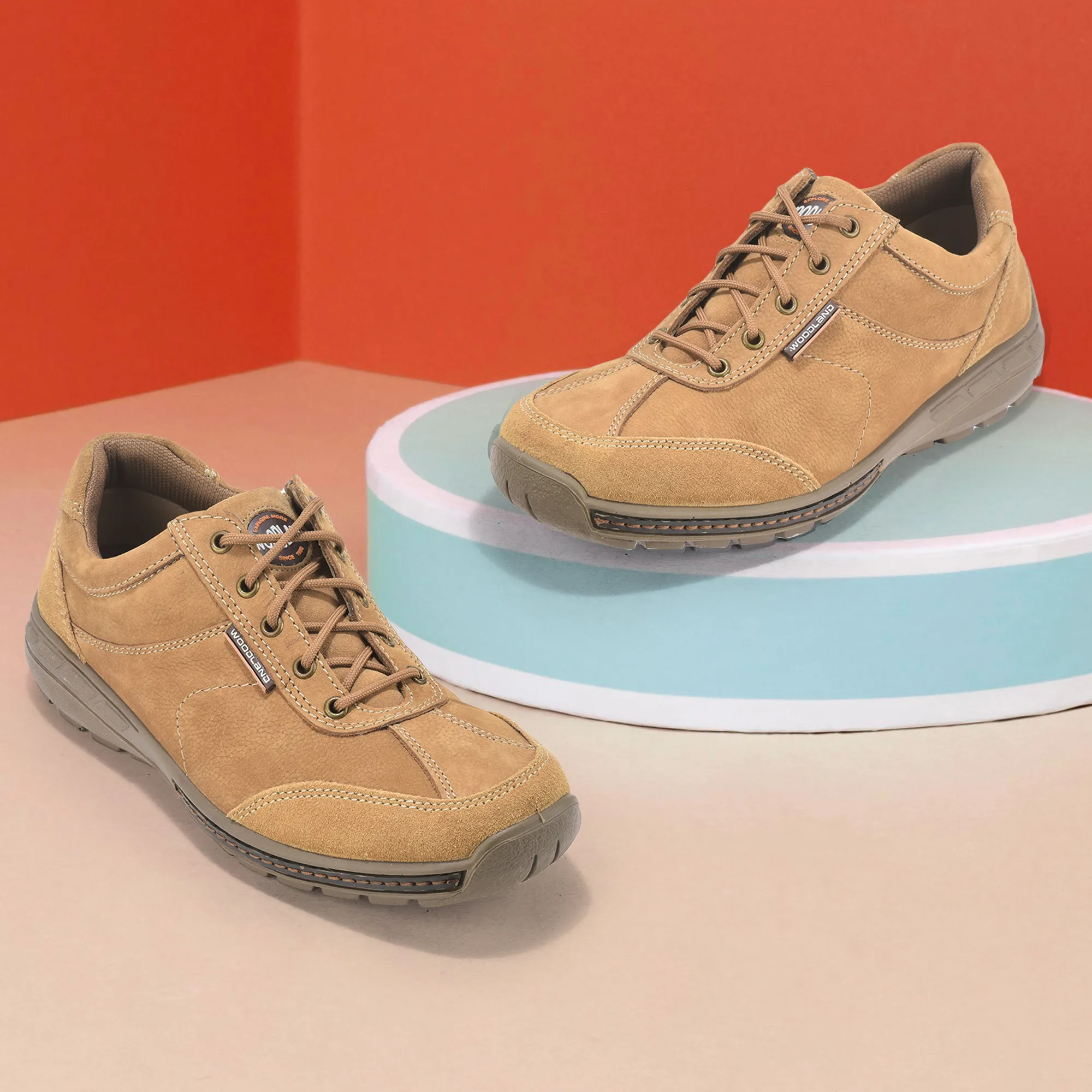 Casual Camel lace-up shoes for men - Thumbnail 9