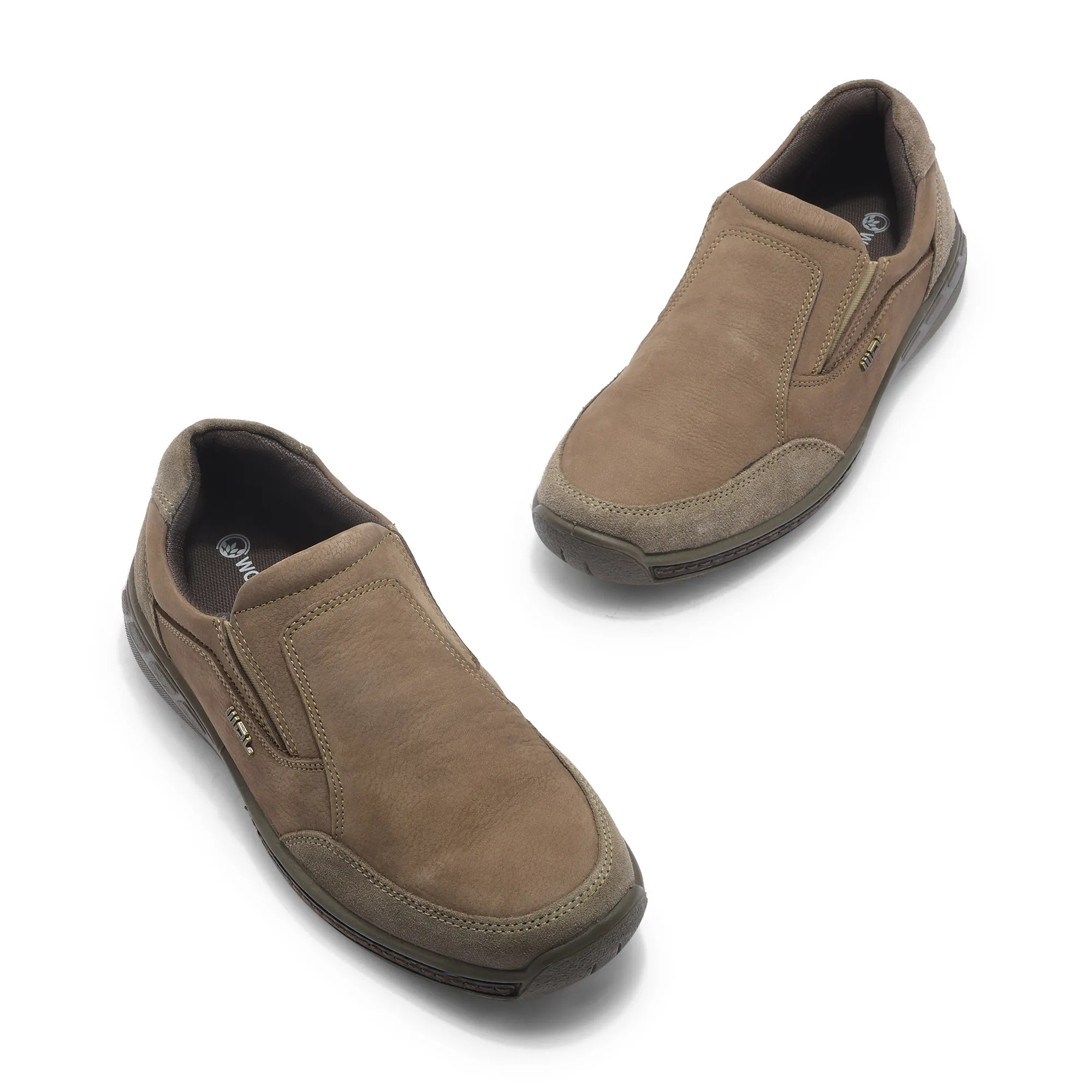 Khaki Casual slip-on shoes for men - Thumbnail 2