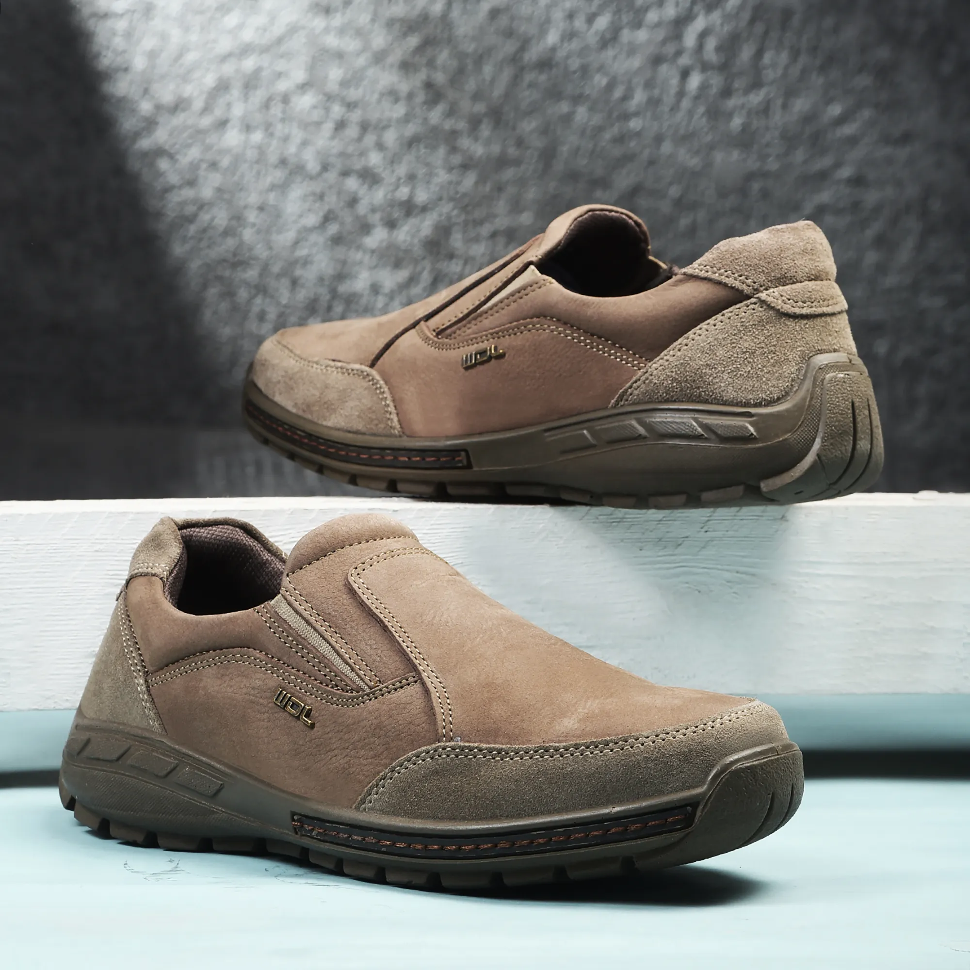 Khaki Casual slip-on shoes for men - Thumbnail 9