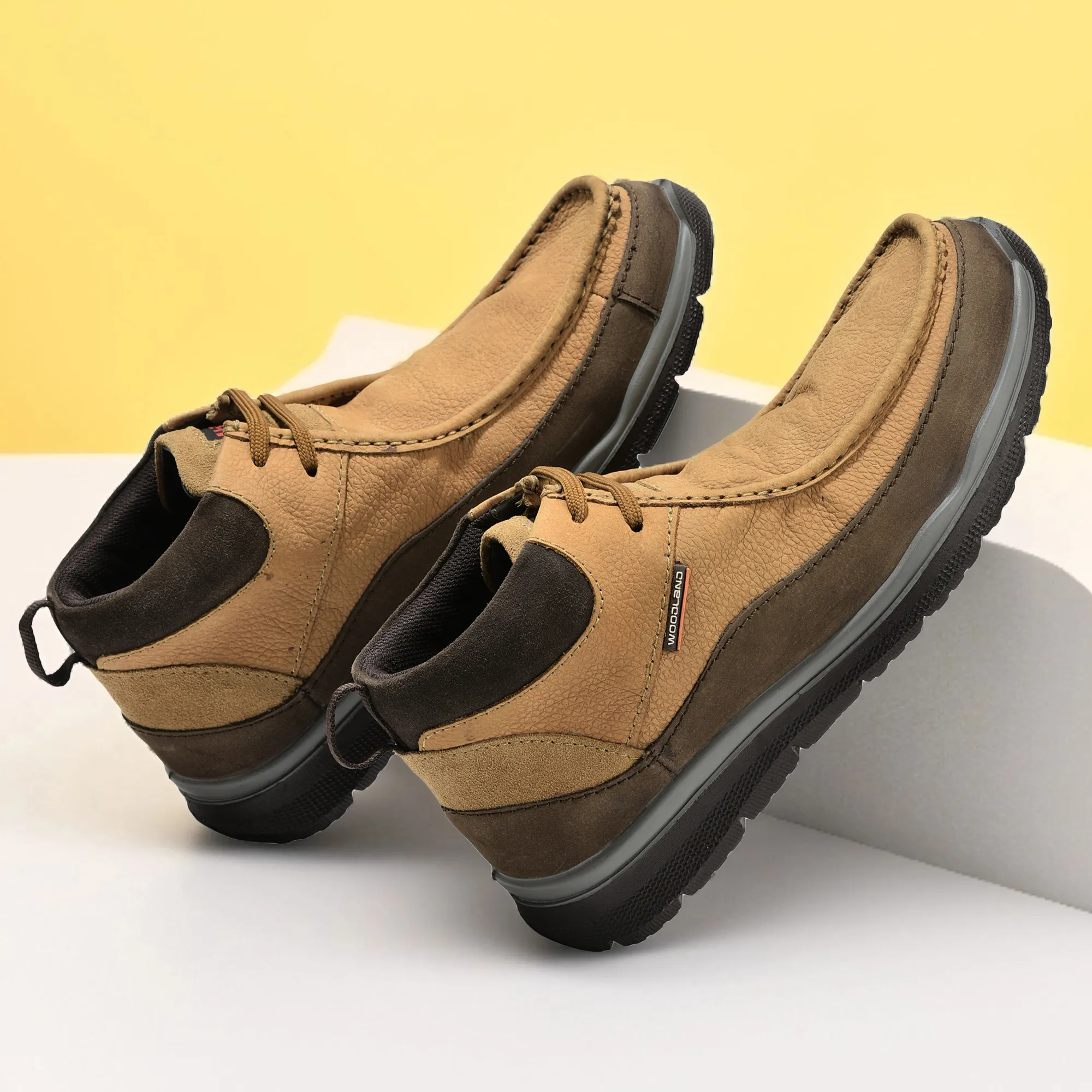 Camel Mid- top Boots for Men - Thumbnail 9