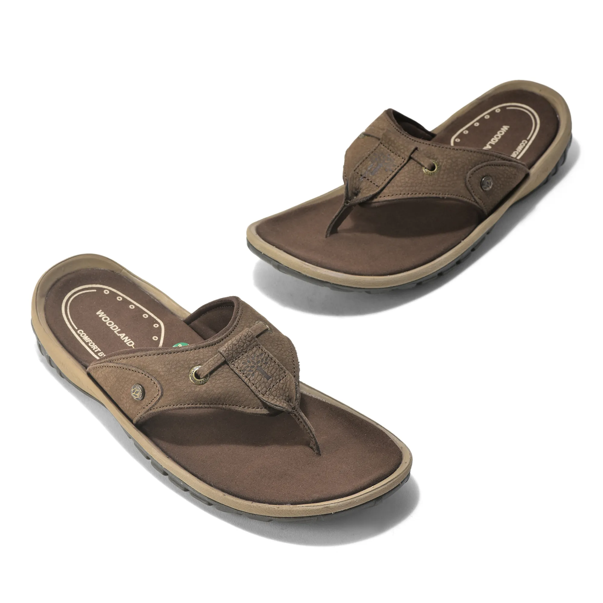 Woodland Nubuck Brown Sandal For Men - Thumbnail 2