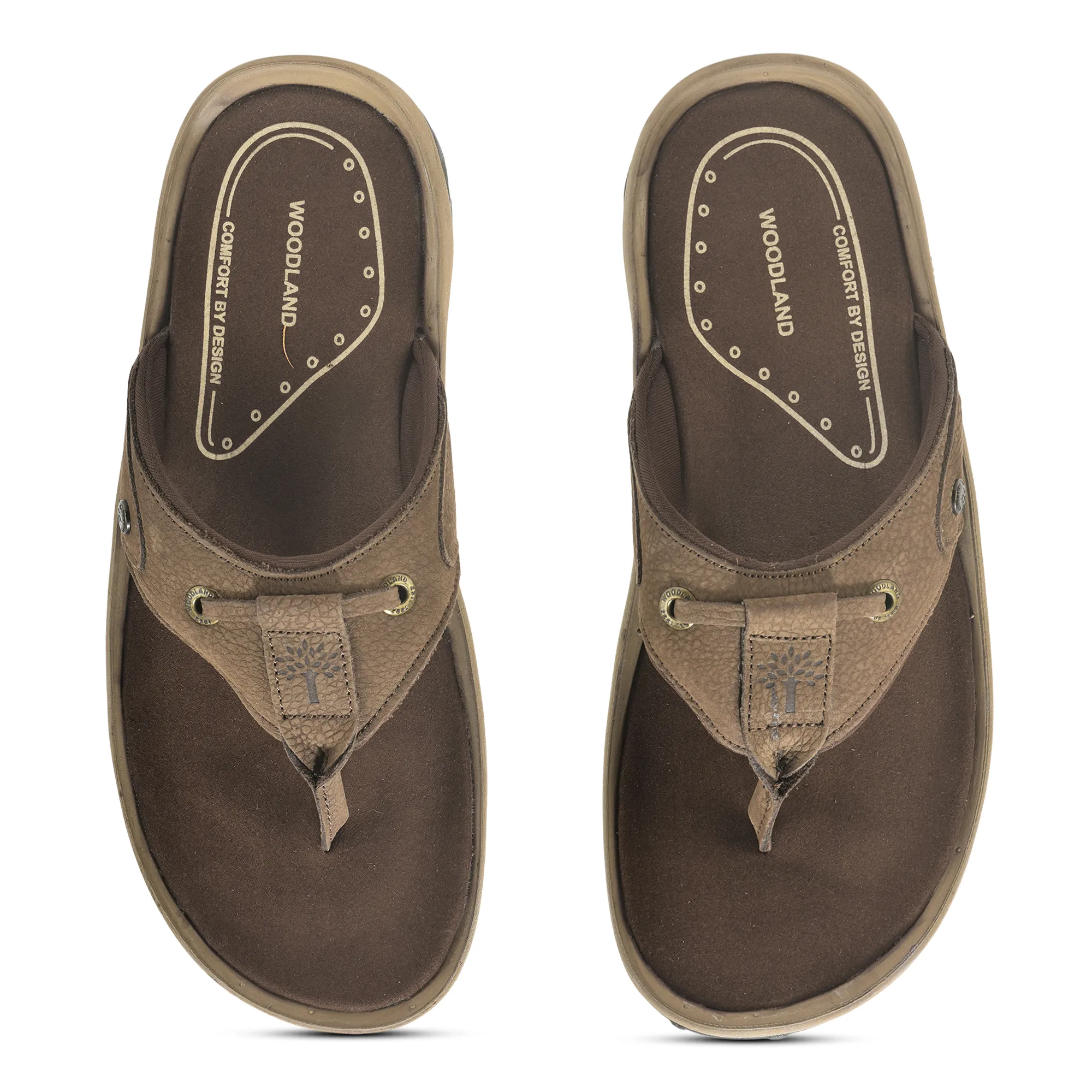 Woodland Nubuck Brown Sandal For Men - Thumbnail 4
