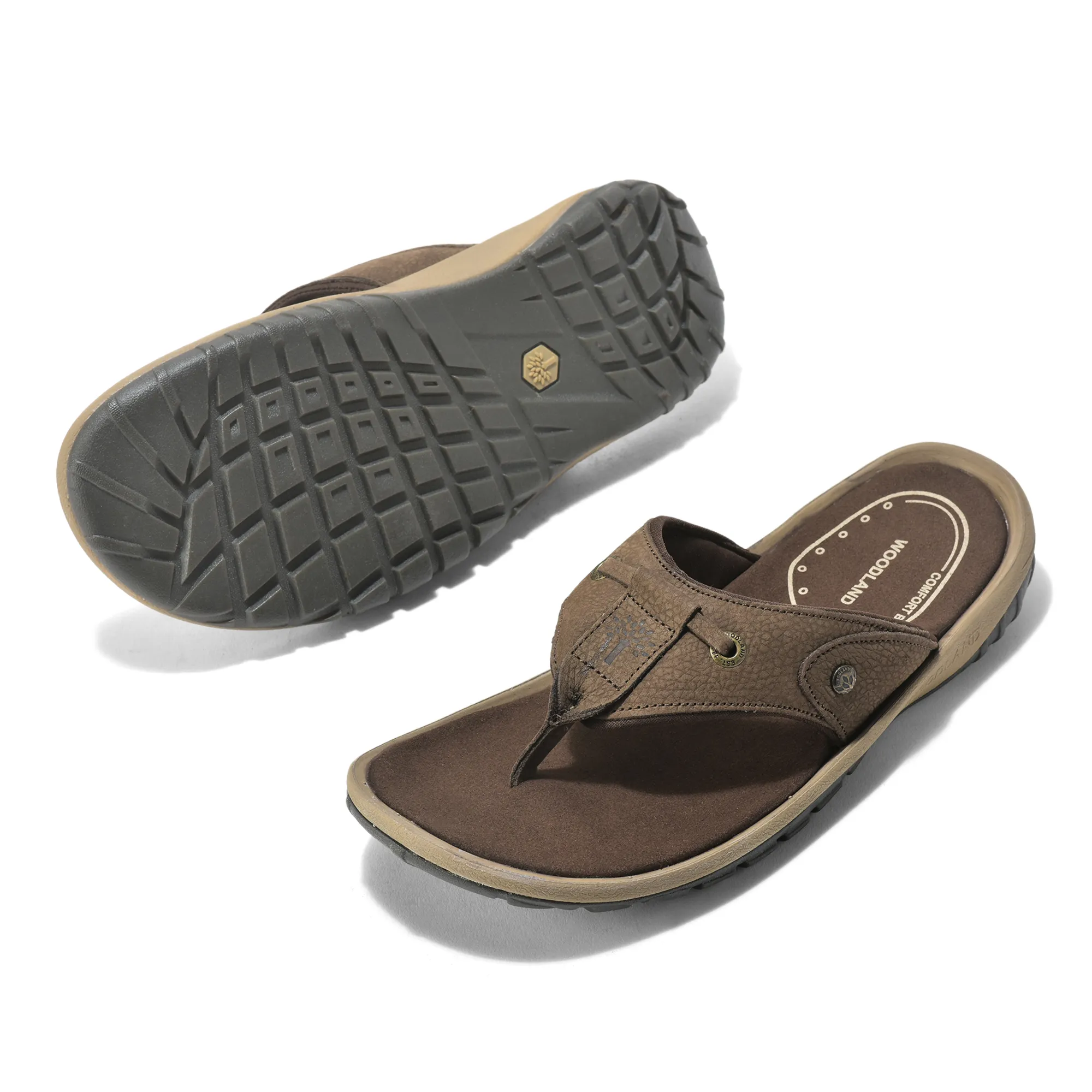 Woodland Nubuck Brown Sandal For Men - Thumbnail 5