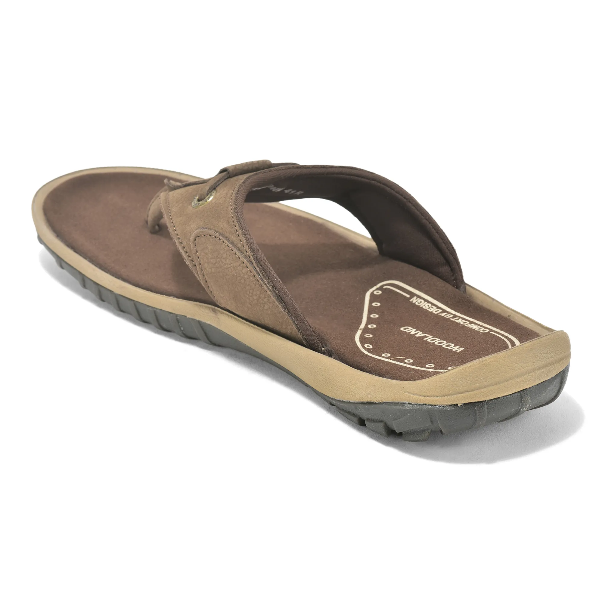Woodland Nubuck Brown Sandal For Men - Thumbnail 6
