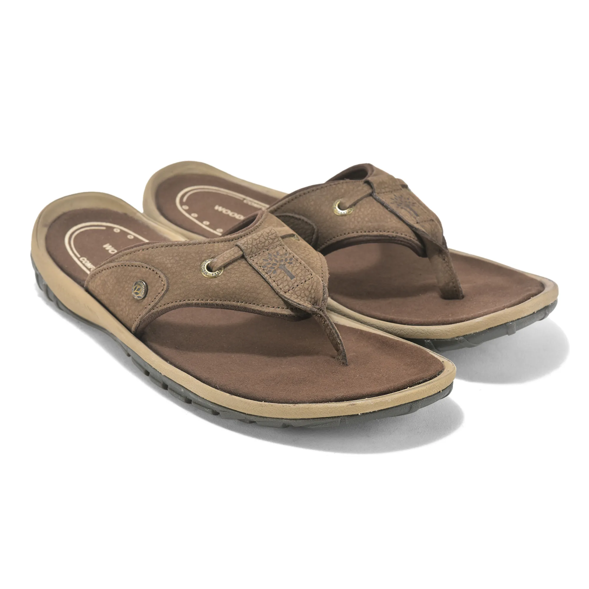 Woodland Nubuck Brown Sandal For Men - Thumbnail 7