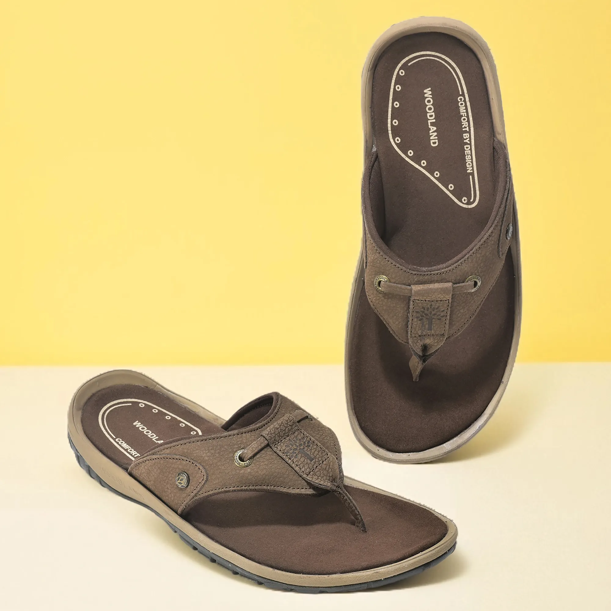 Woodland Nubuck Brown Sandal For Men - Thumbnail 9
