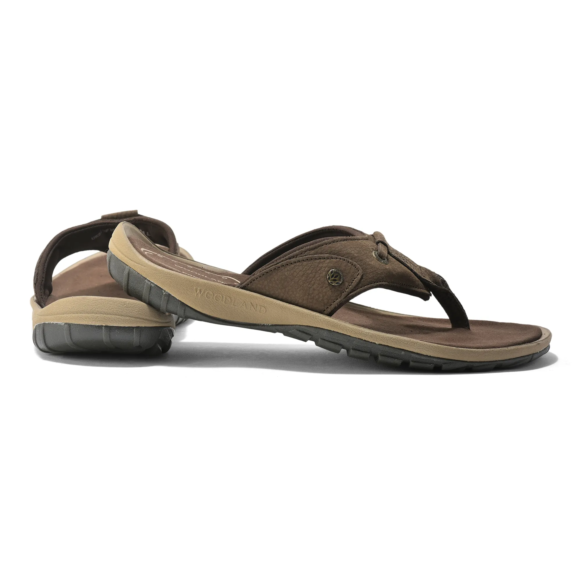 Woodland Nubuck Brown Sandal For Men - Thumbnail 10