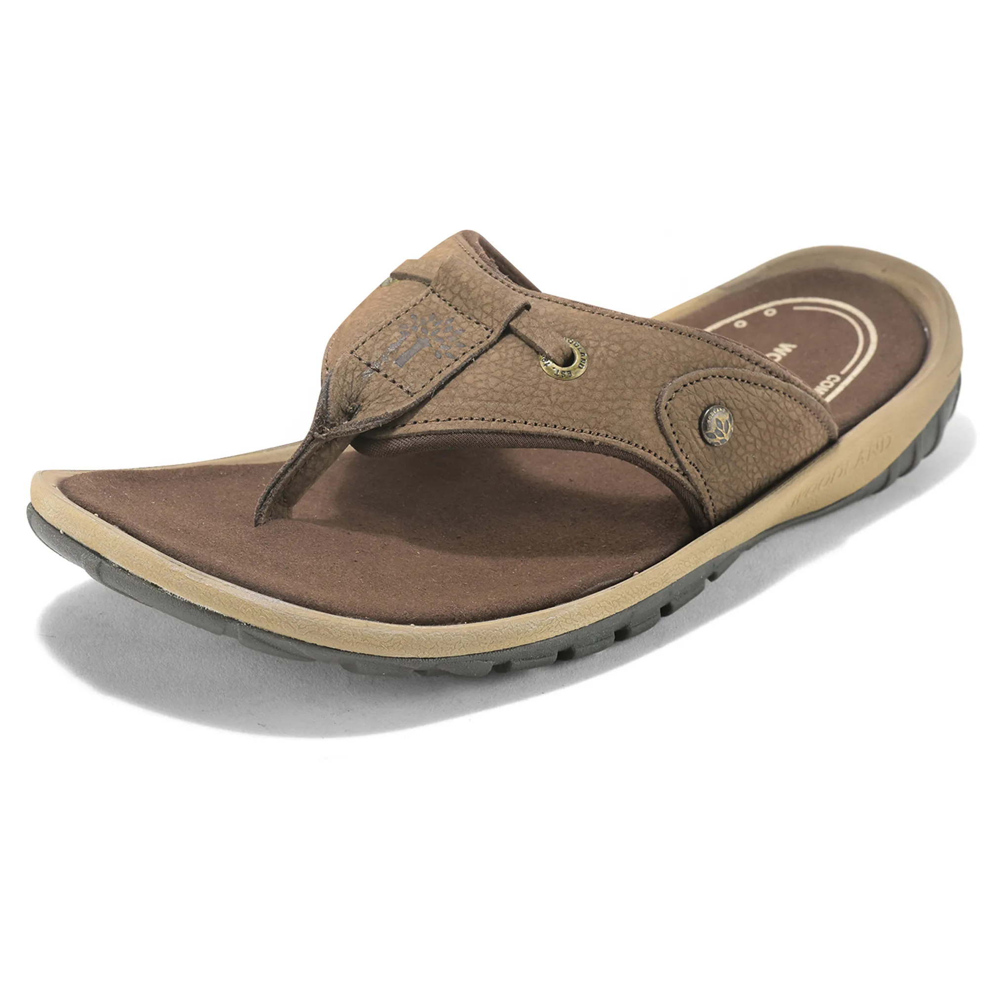 Woodland Nubuck Brown Sandal For Men - Thumbnail 11