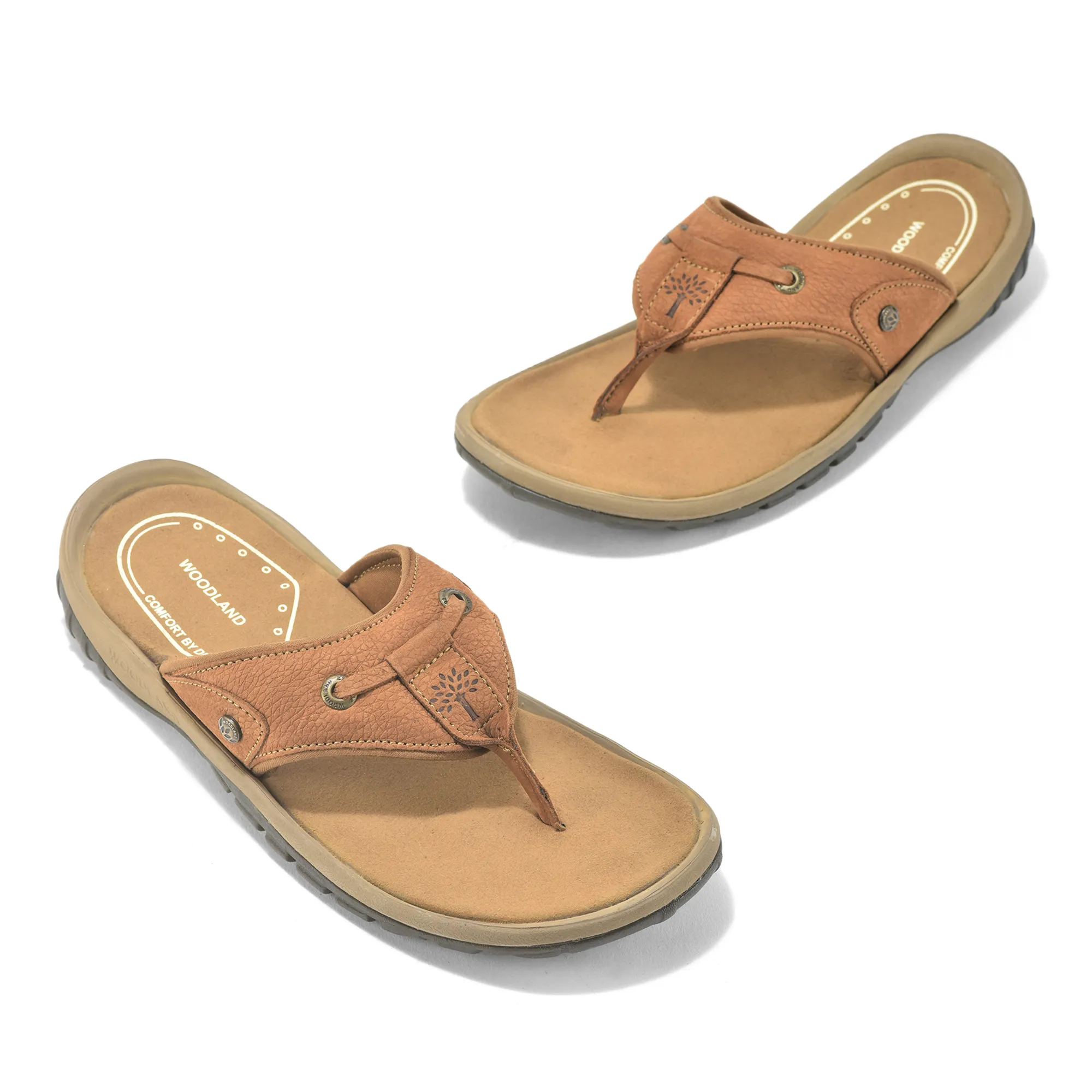Woodland Nubuck Cashew Brown Sandal For Men - Thumbnail 2