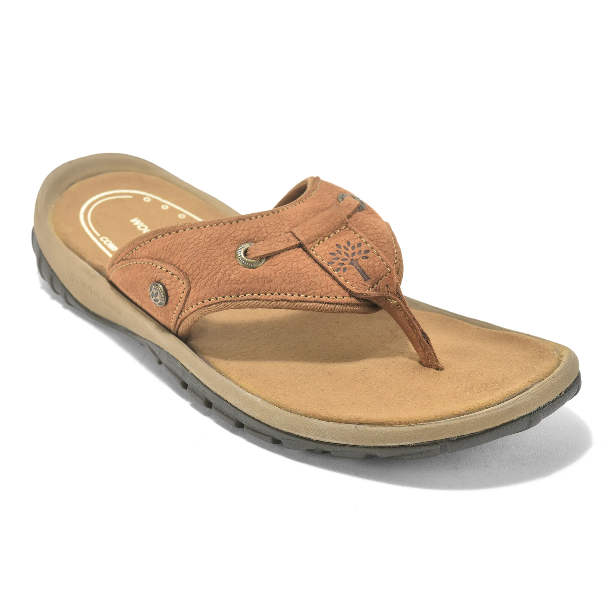 Woodland Nubuck Cashew Brown Sandal For Men - Thumbnail 3