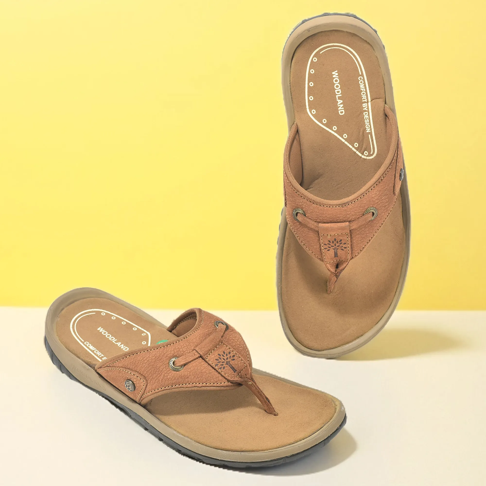 Woodland Nubuck Cashew Brown Sandal For Men - Thumbnail 9