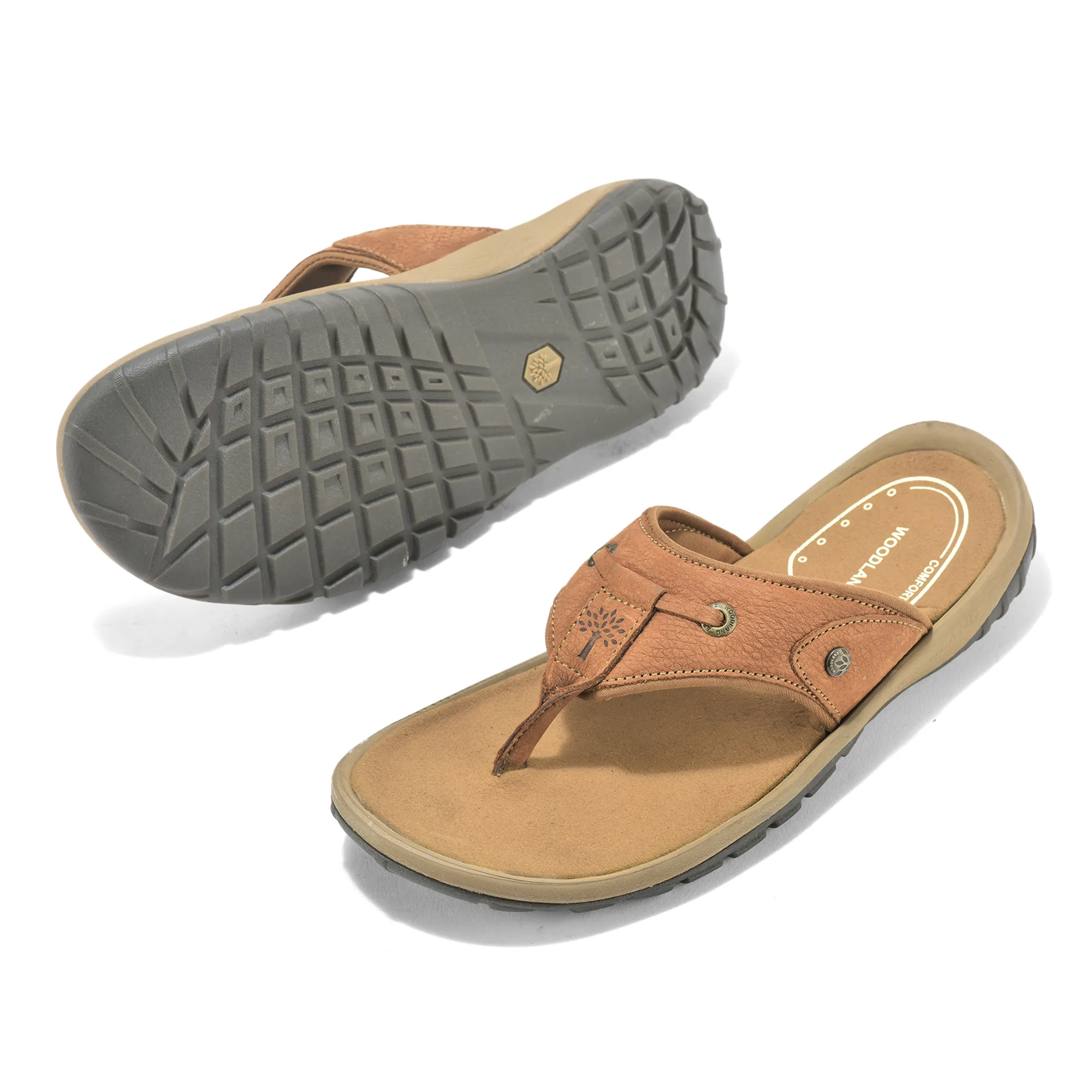 Woodland Nubuck Cashew Brown Sandal For Men - Thumbnail 5