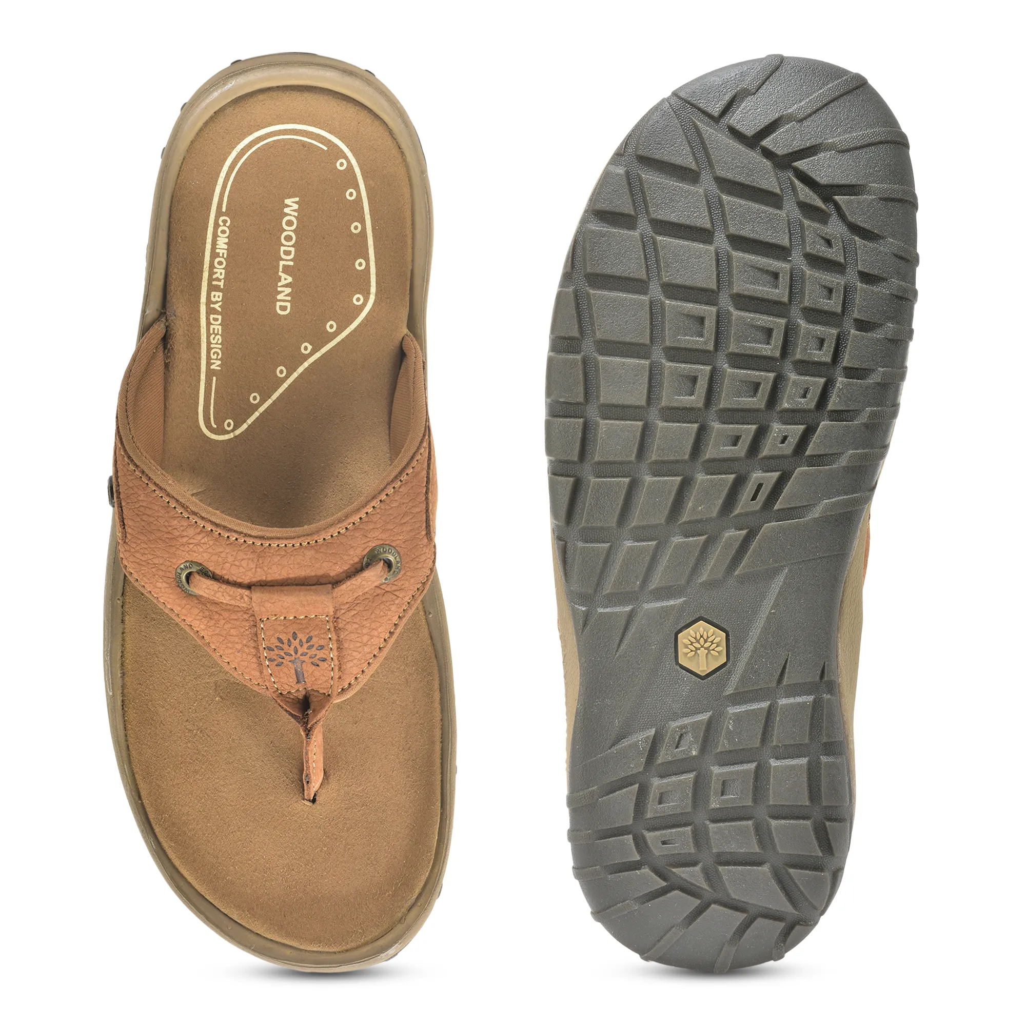 Woodland Nubuck Cashew Brown Sandal For Men - Thumbnail 8