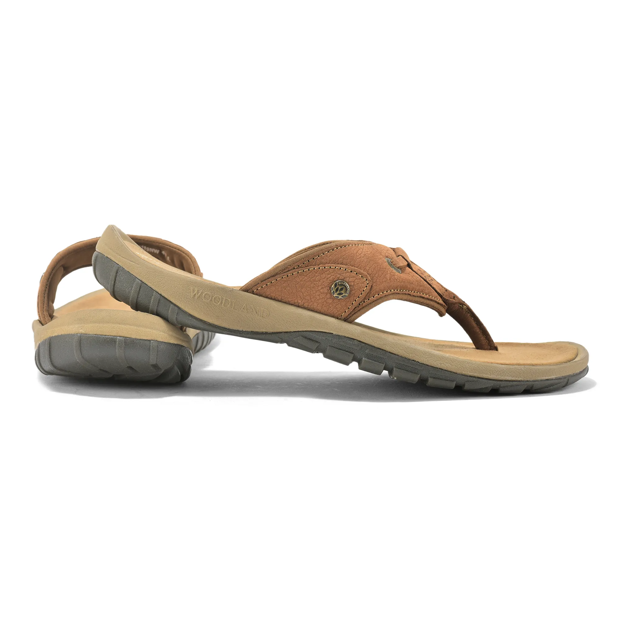 Woodland Nubuck Cashew Brown Sandal For Men - Thumbnail 11
