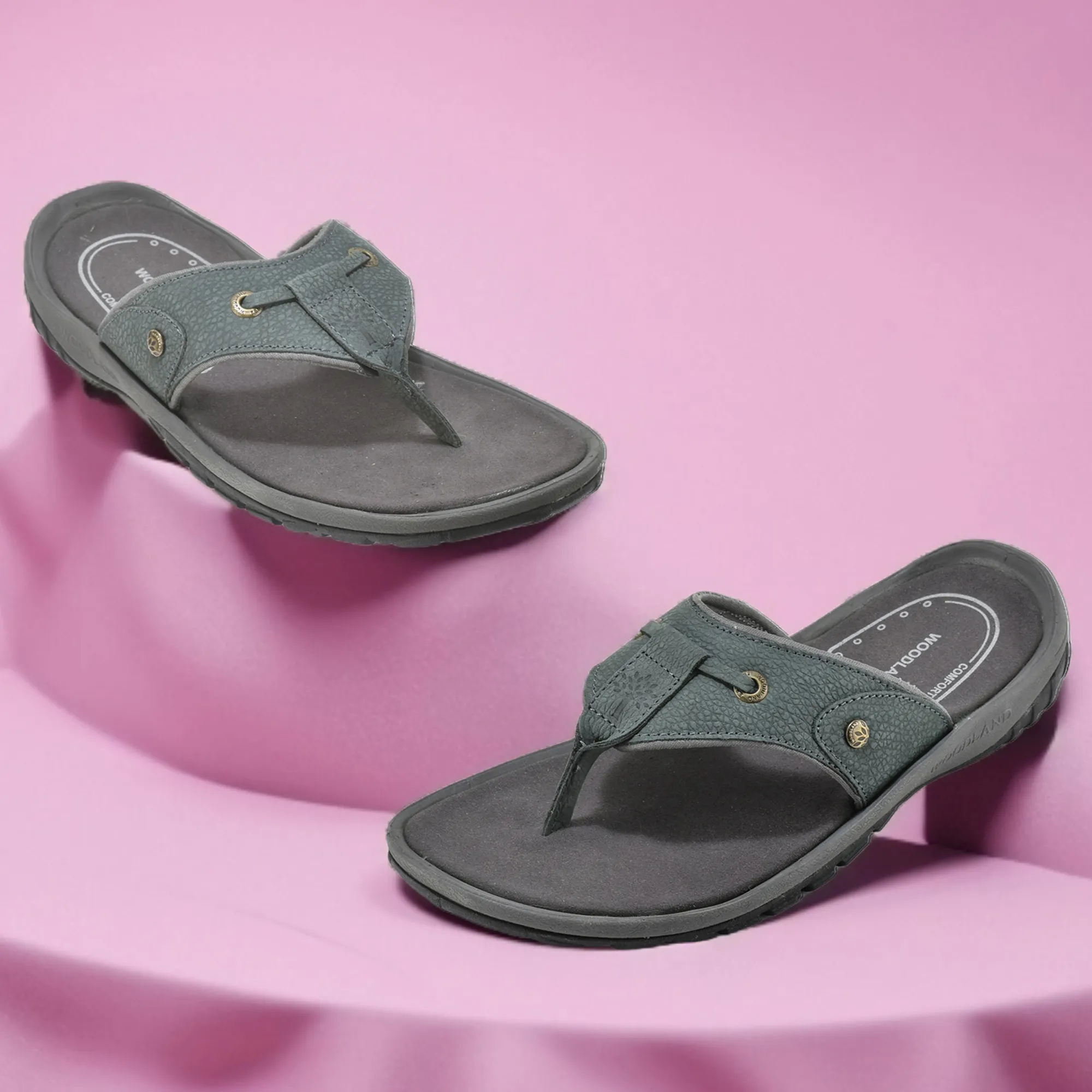 Woodland Nubuck Dark Navy Sandal For Men - Thumbnail 9