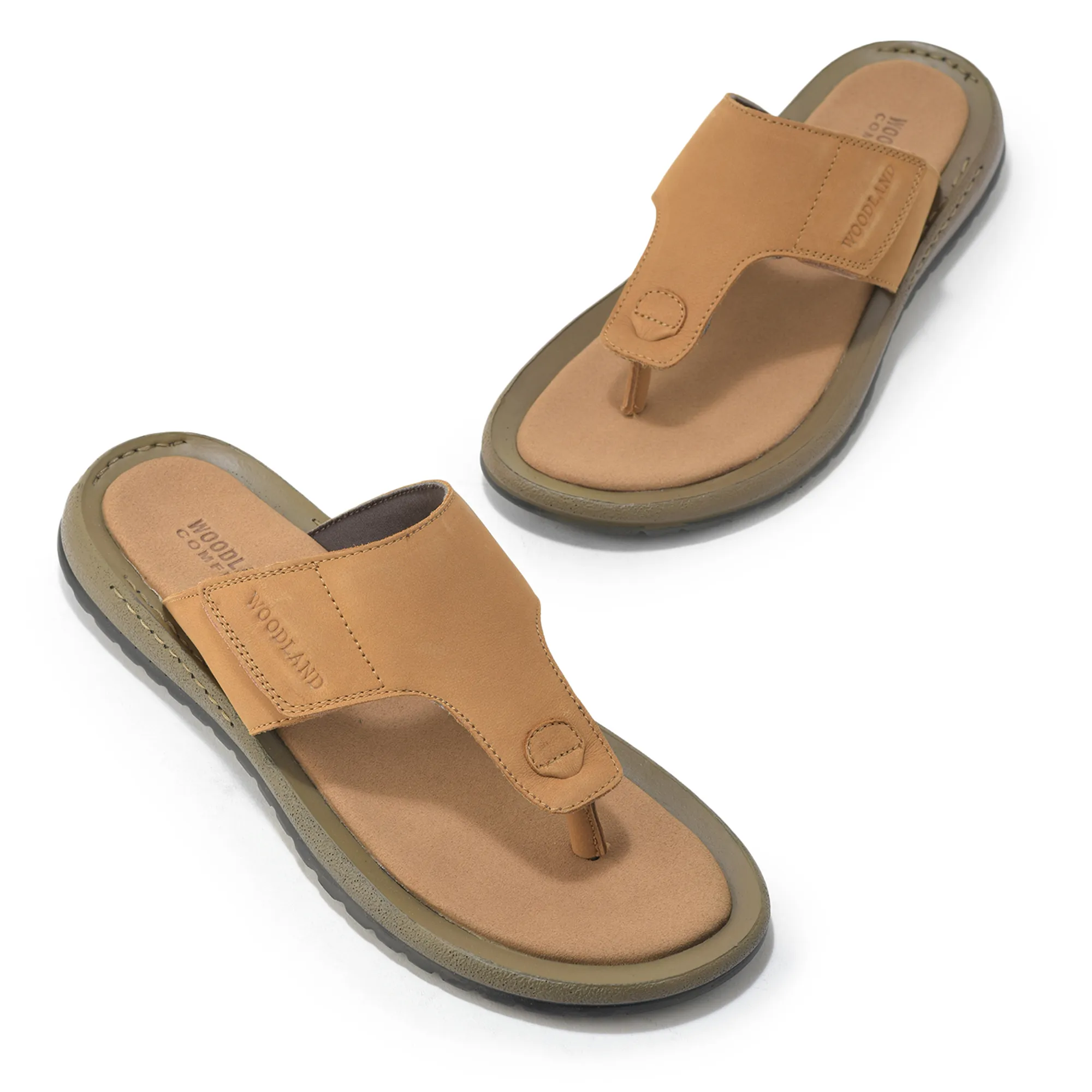 Woodland Camel Nubuk Leather Mens Slipper - Thumbnail 4