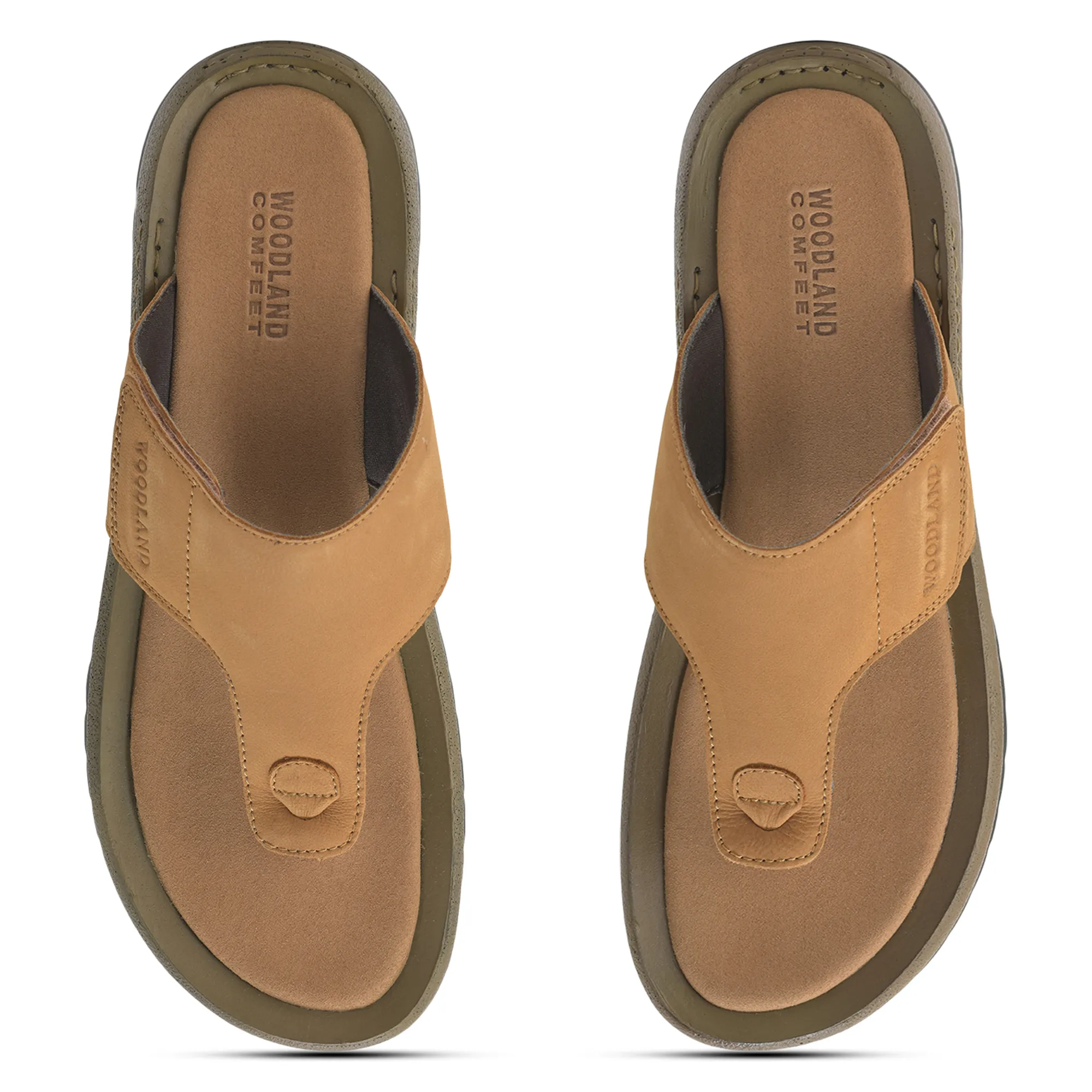 Woodland Camel Nubuk Leather Mens Slipper - Thumbnail 5