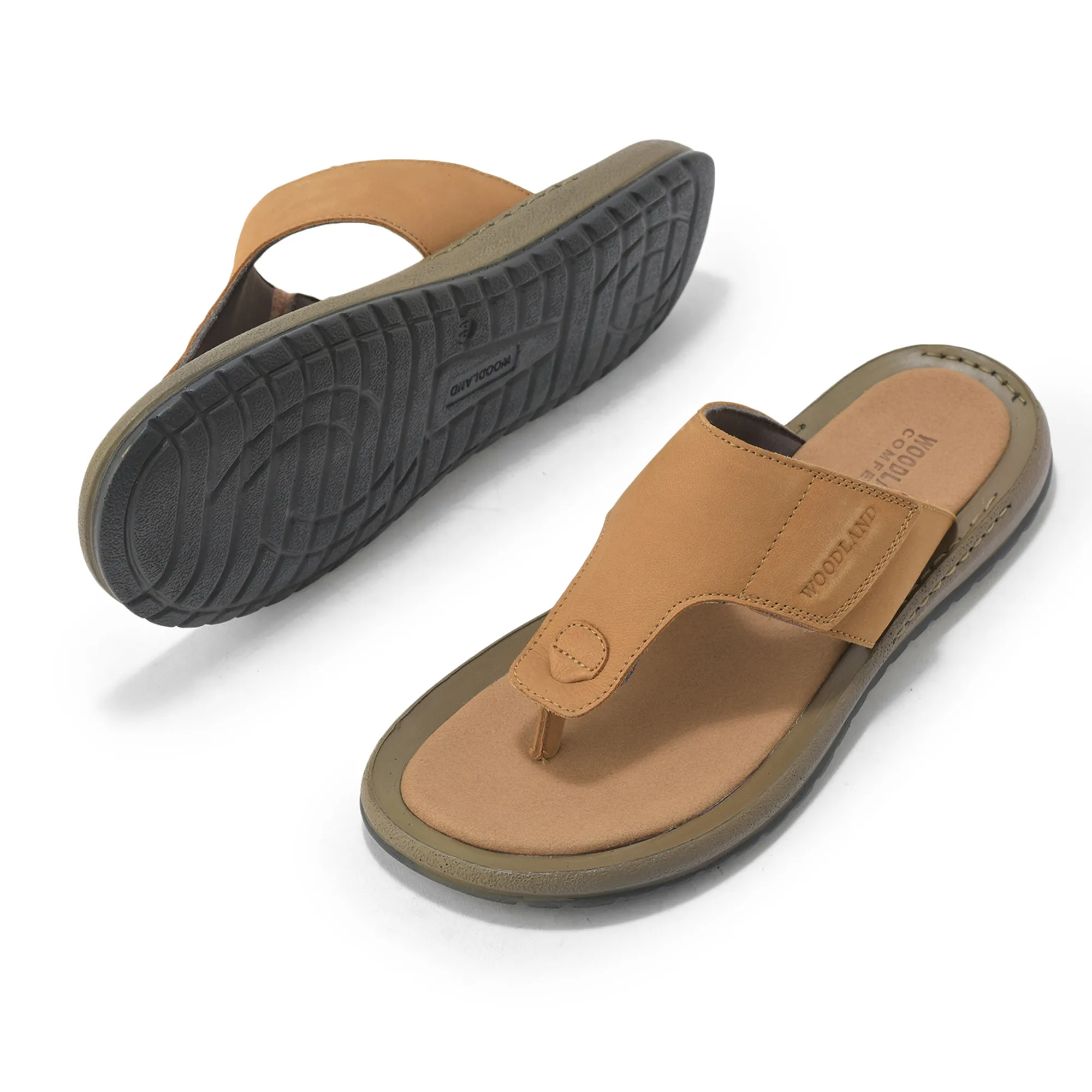 Woodland Camel Nubuk Leather Mens Slipper - Thumbnail 6