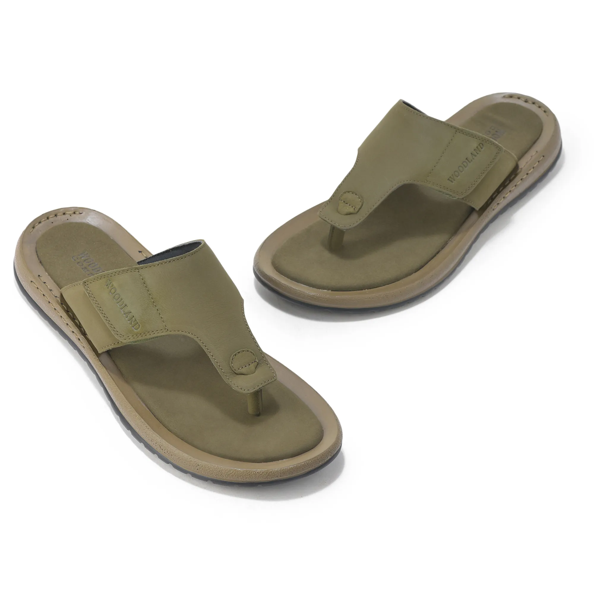 Woodland Olive Nubuk Leather Mens Slipper - Thumbnail 4