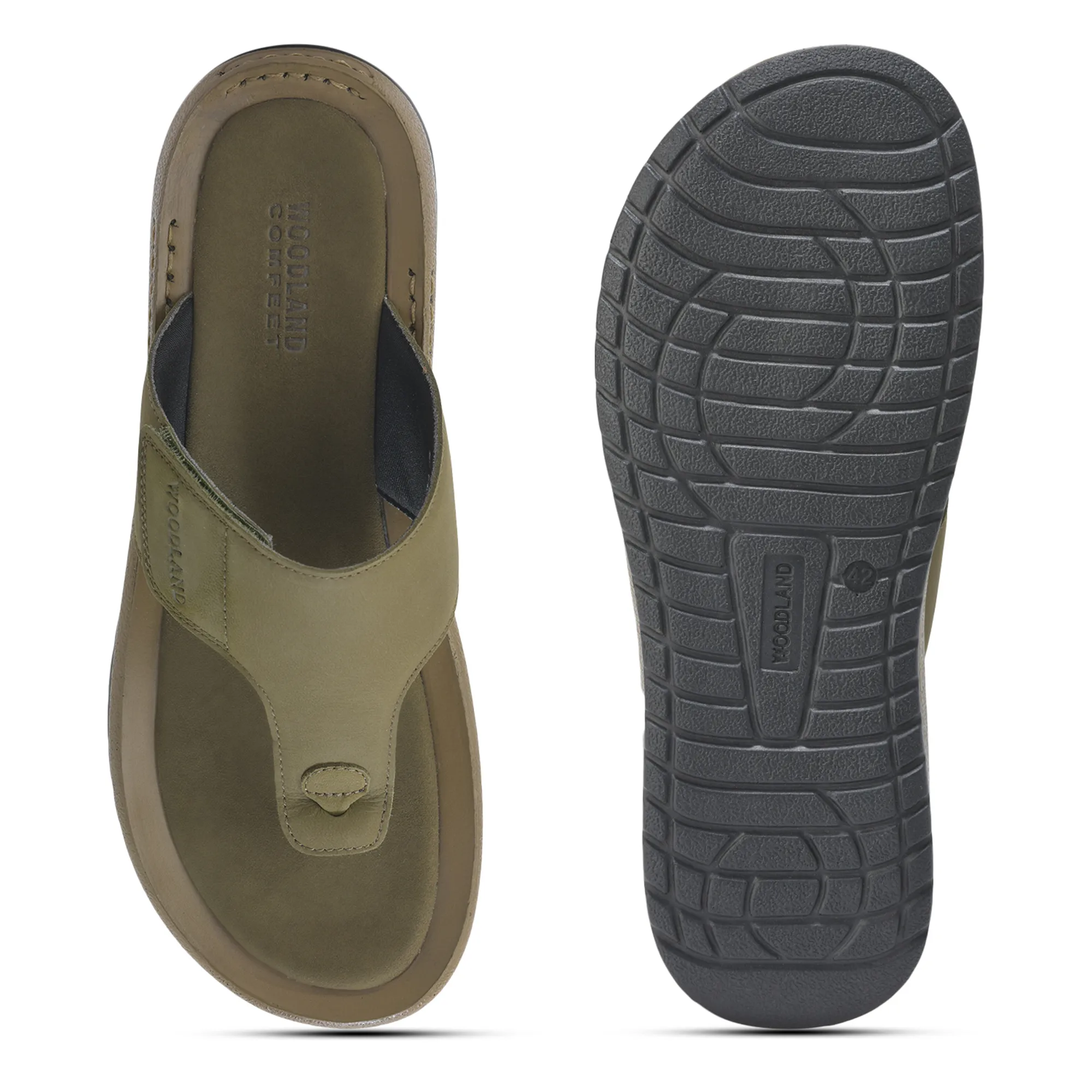 Woodland Olive Nubuk Leather Mens Slipper - Thumbnail 9